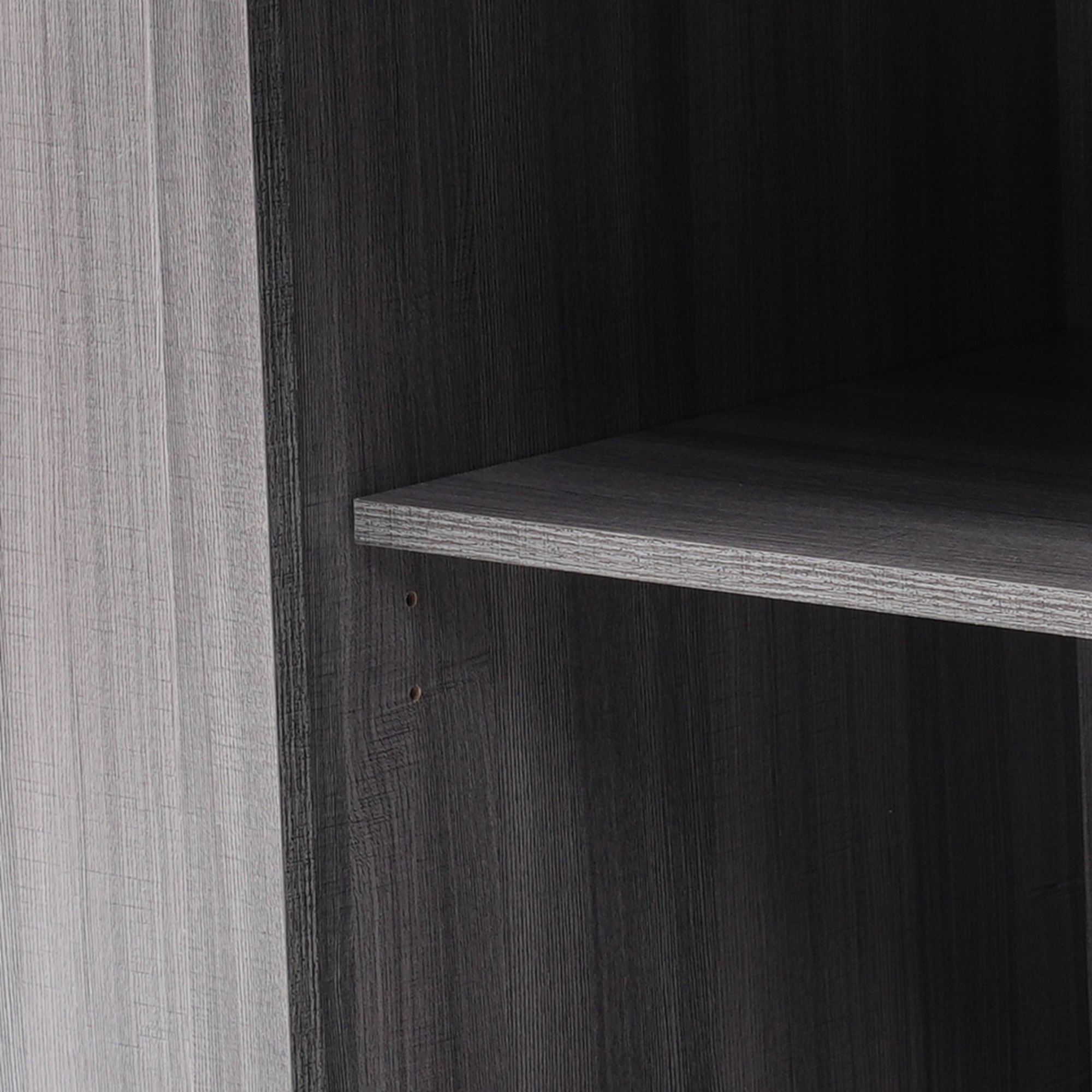Îlot de cuisine, plateau rabattable, 2 tiroirs, 129 x 46 x 91,5 cm, MDF, gris et blanc - vue 5