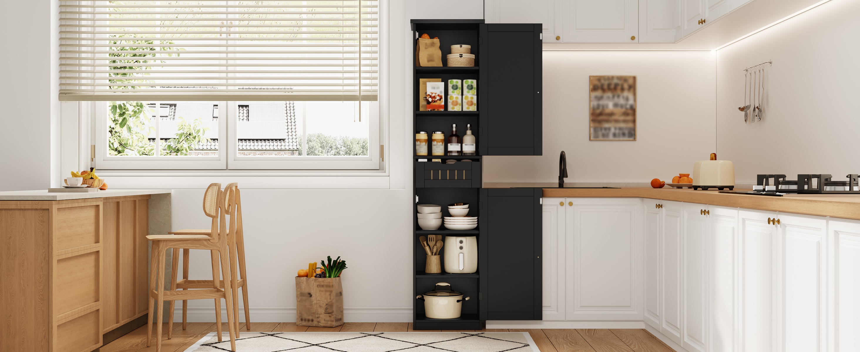 Küchenschrank, 170×40×30 cm, mit 2 Türen und 1 Sch
