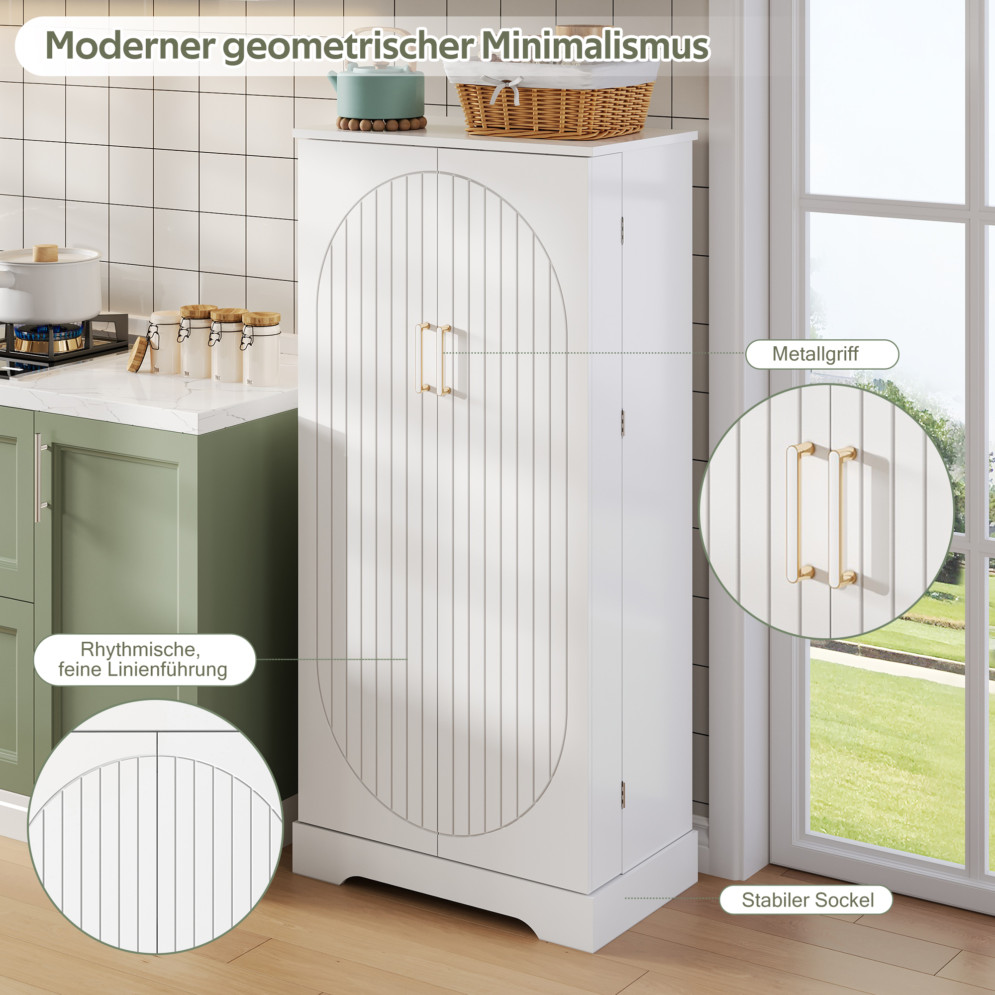 Armoire de cuisine compacte 60×35×128 cm avec LED capteur USB, 5 niveaux intérieurs, portes avec 10 étagères, pour petite cuisine, beaucoup de rangement, éclairage automatique, design moderne, stabilité, fonctionnalité, durabilité - image 7