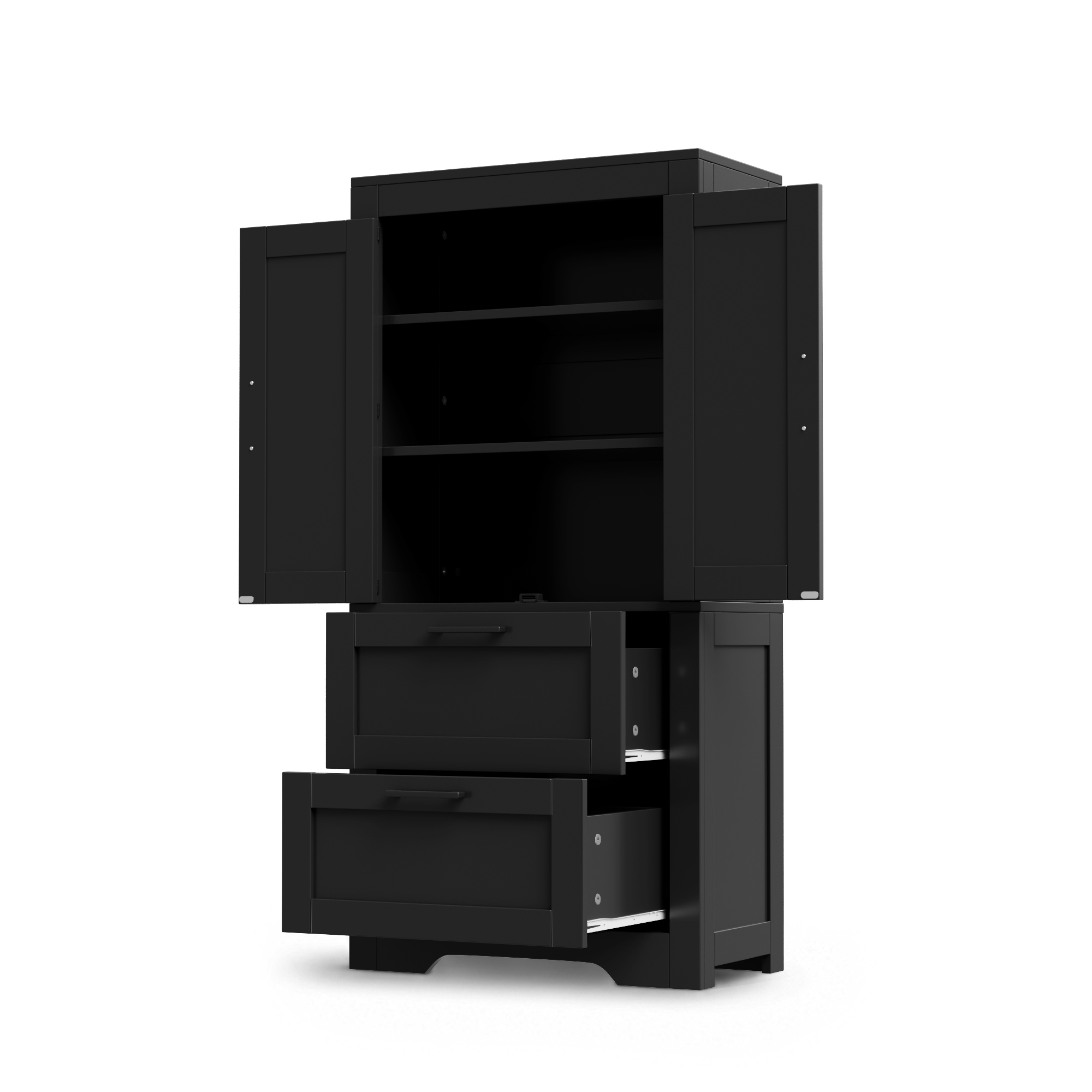 Buffet de rangement, avec tiroirs, étagères réglables, 60 x 30 x 128 cm, MDF, noir - vue 5