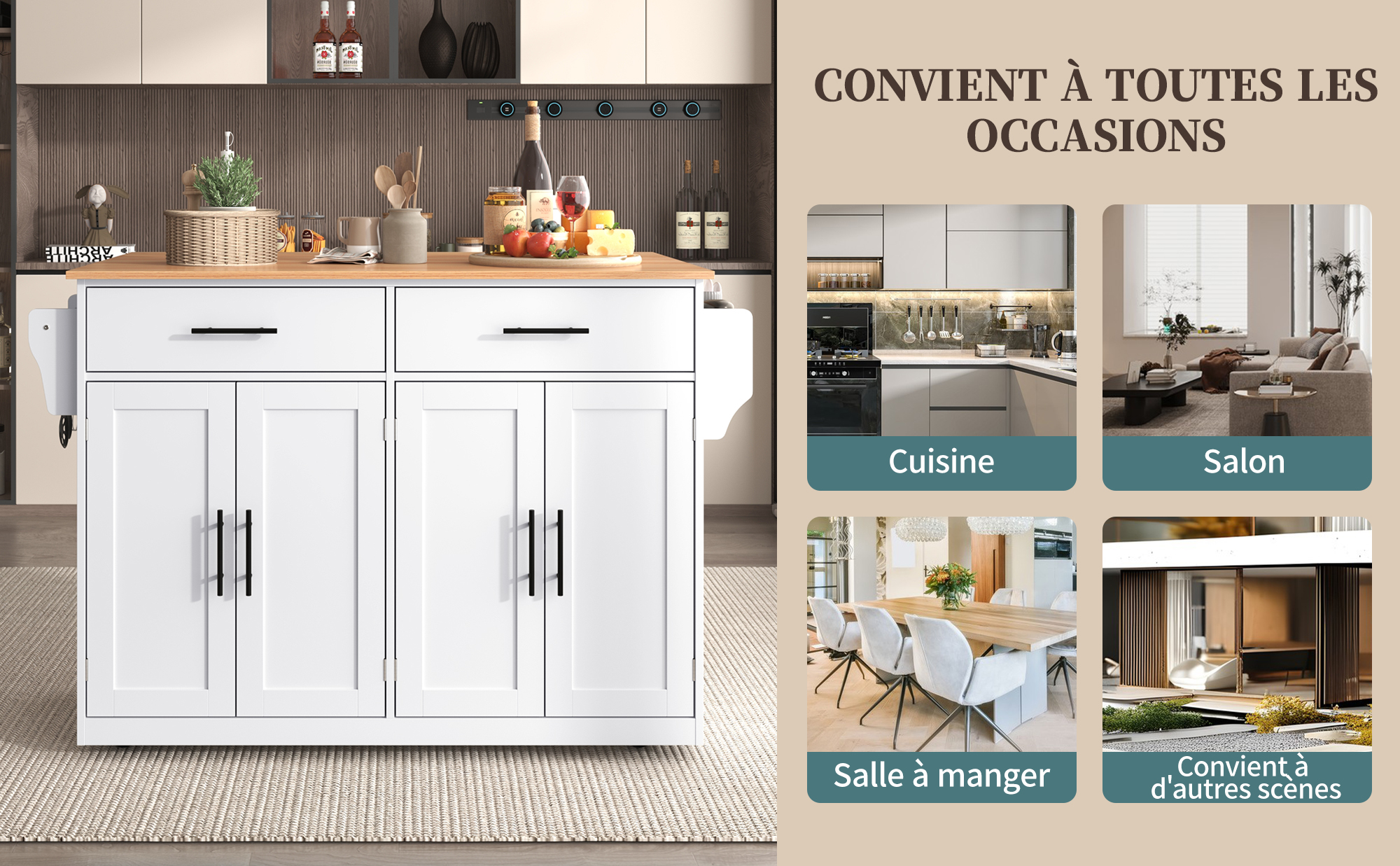Présentation du îlot ou desserte de cuisine