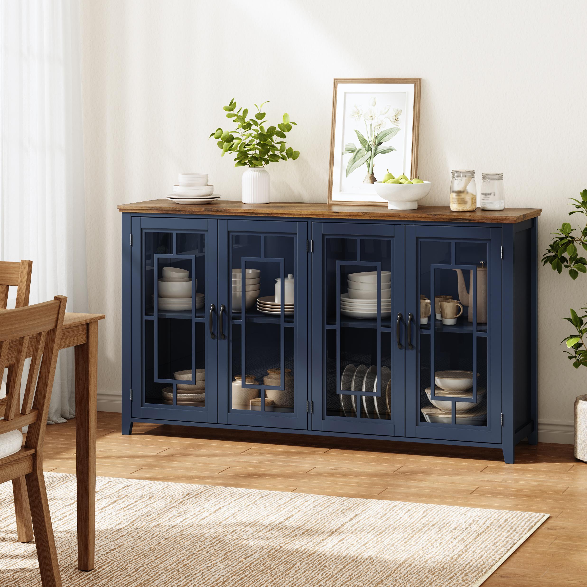 160cm breites Küchen-Sideboard mit Glastüren,einem