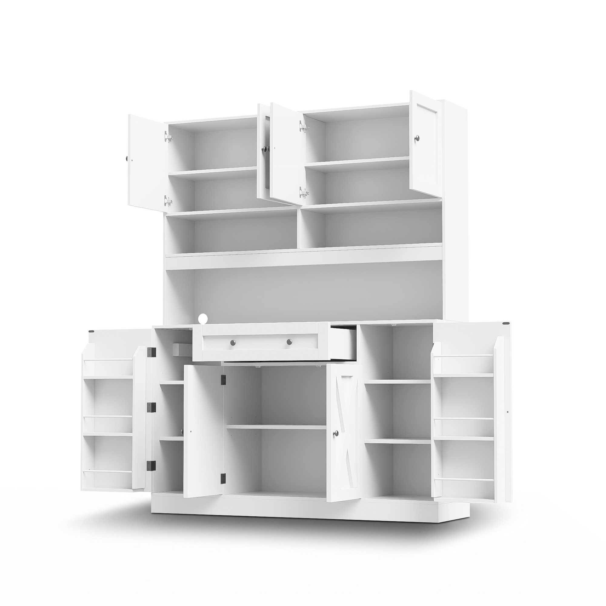 Buffet, avec tiroirs, étagères réglables, 140 x 40 x 185 cm, MDF, blanc - vue 2
