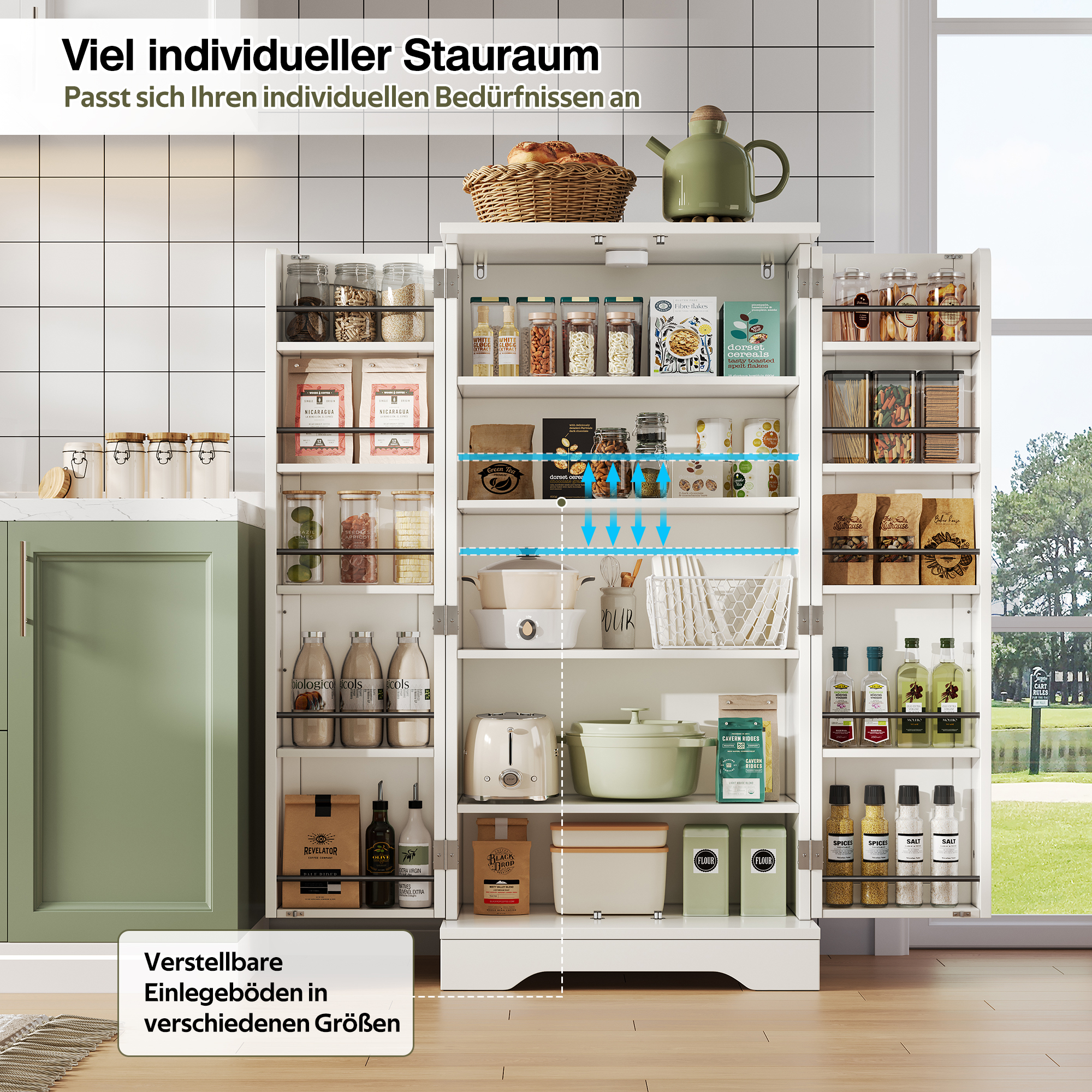 Buffet de rangement, étagères réglables, éclairage led, 60 x 40 x 120 cm, MDF, blanc - vue 2