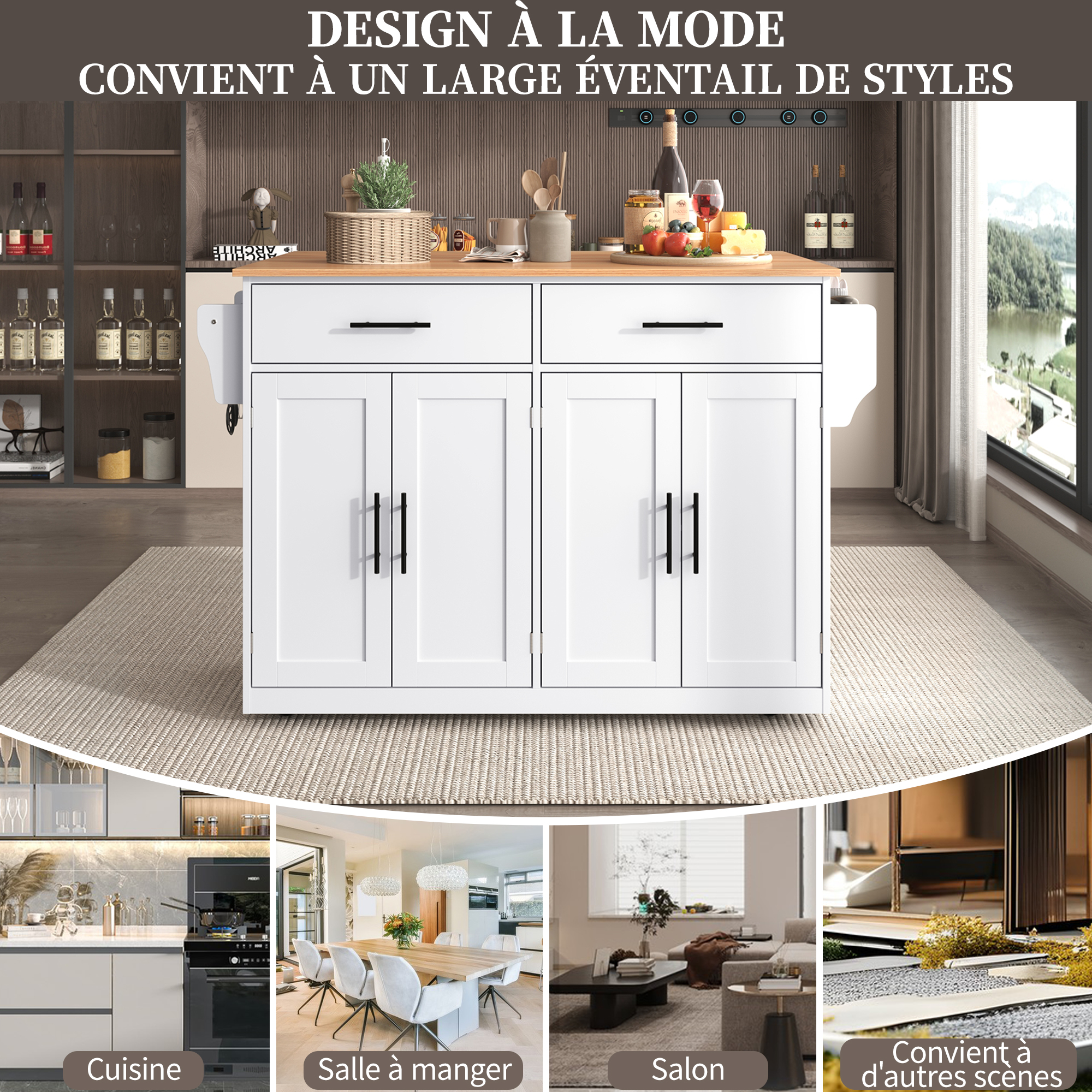 Détail du îlot ou desserte de cuisine