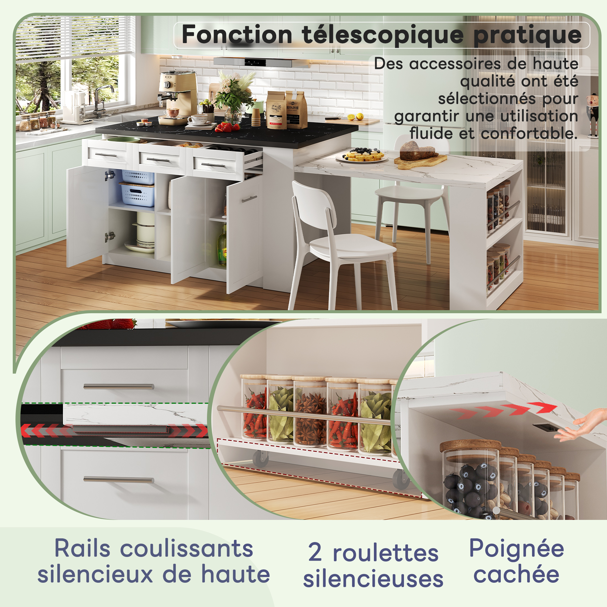 Détail du îlot de cuisine