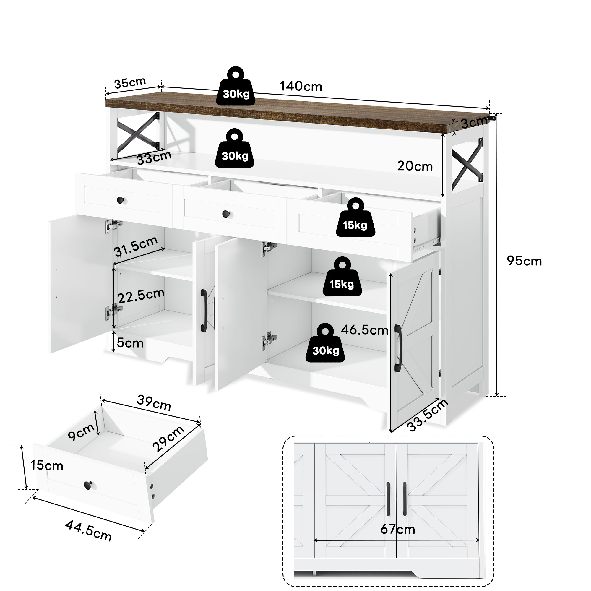 Dimensions du buffet