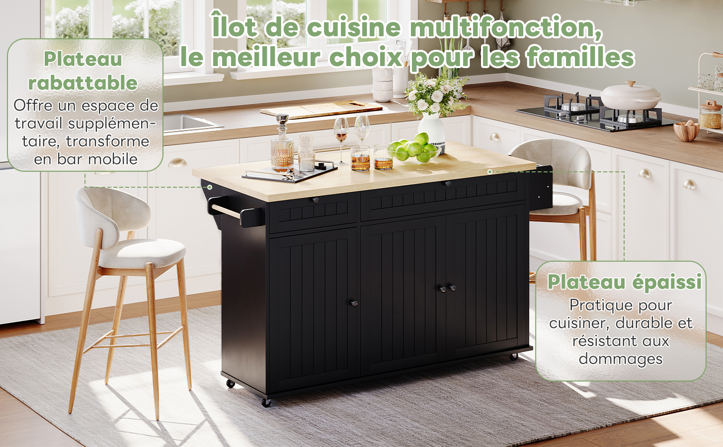 Détail du îlot de cuisine