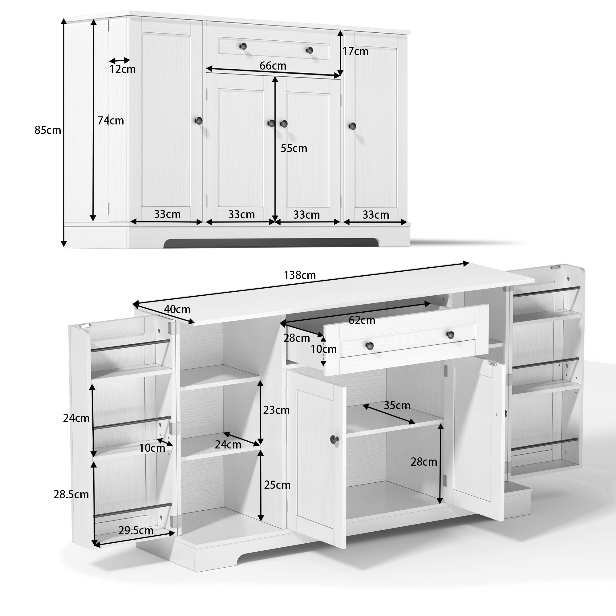 Buffet montage facile tiroirs silencieux