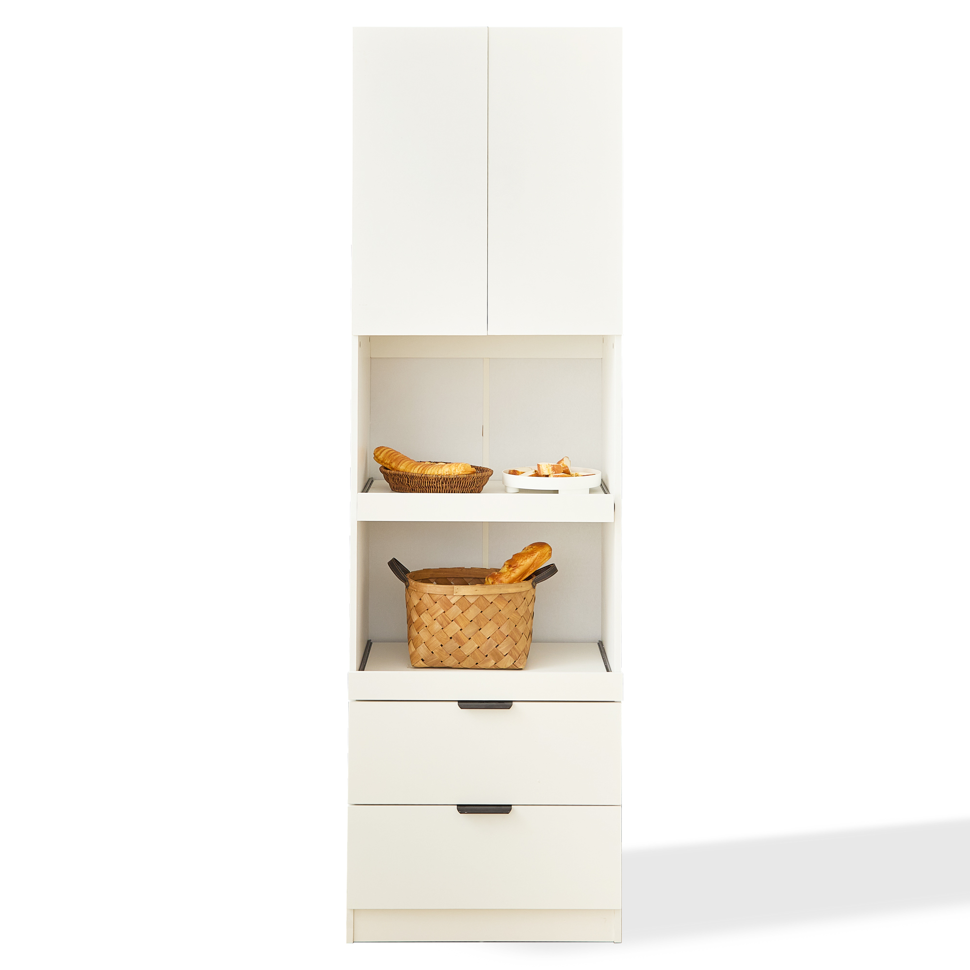 Buffet, avec tiroirs, 59,5 x 45 x 200 cm, MDF, blanc - vue 4
