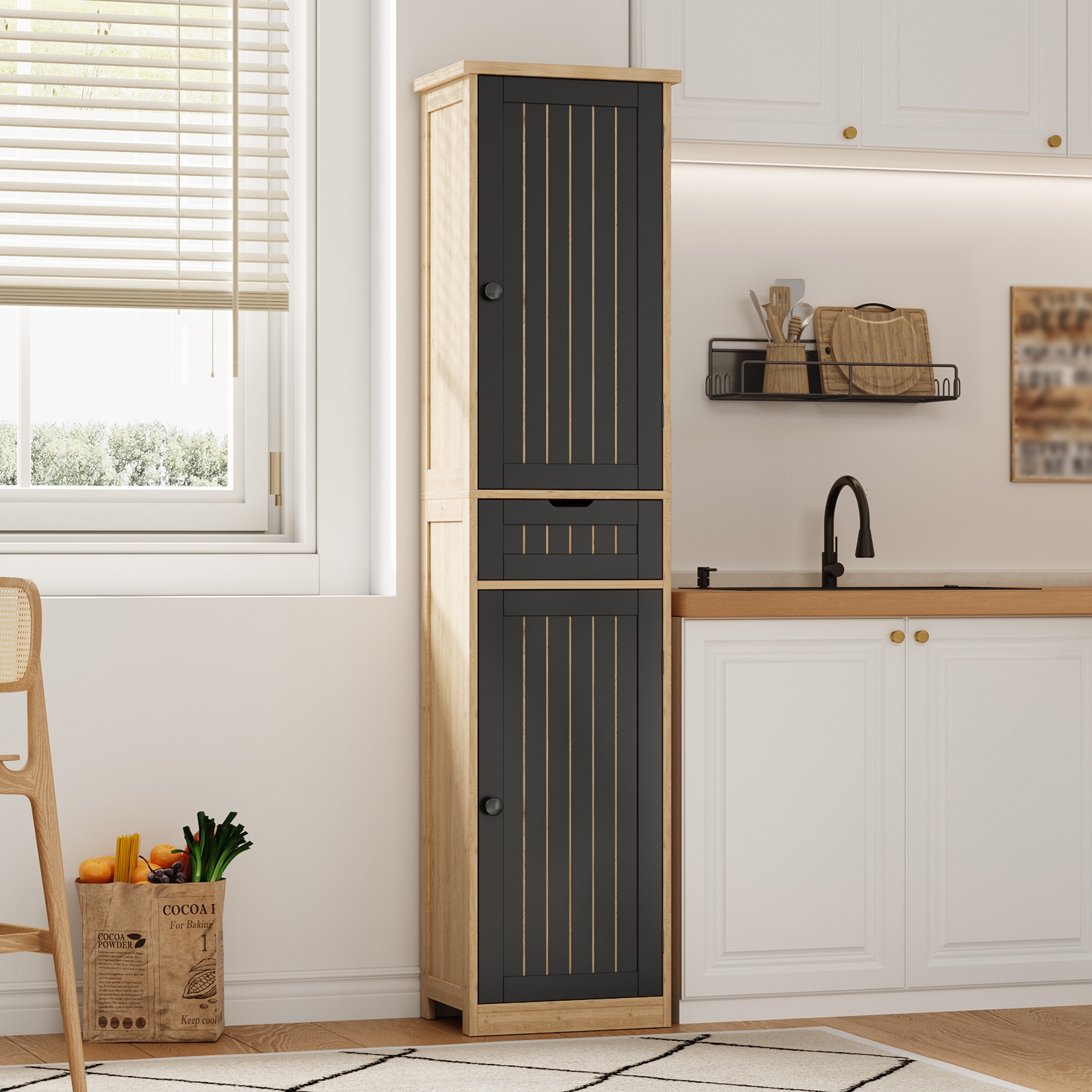 Küchenschrank, 170×40×30 cm, mit 2 Türen und 1 Sch