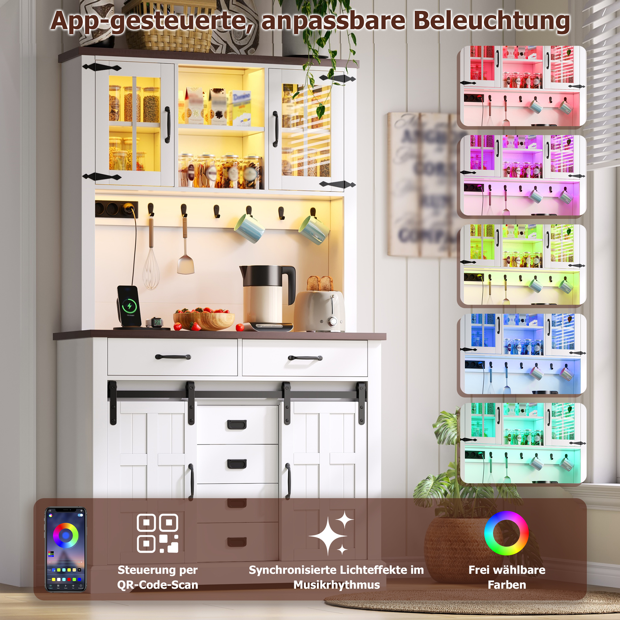 Küchenschrank, Buffetschrank, Sideboard mit Steckd