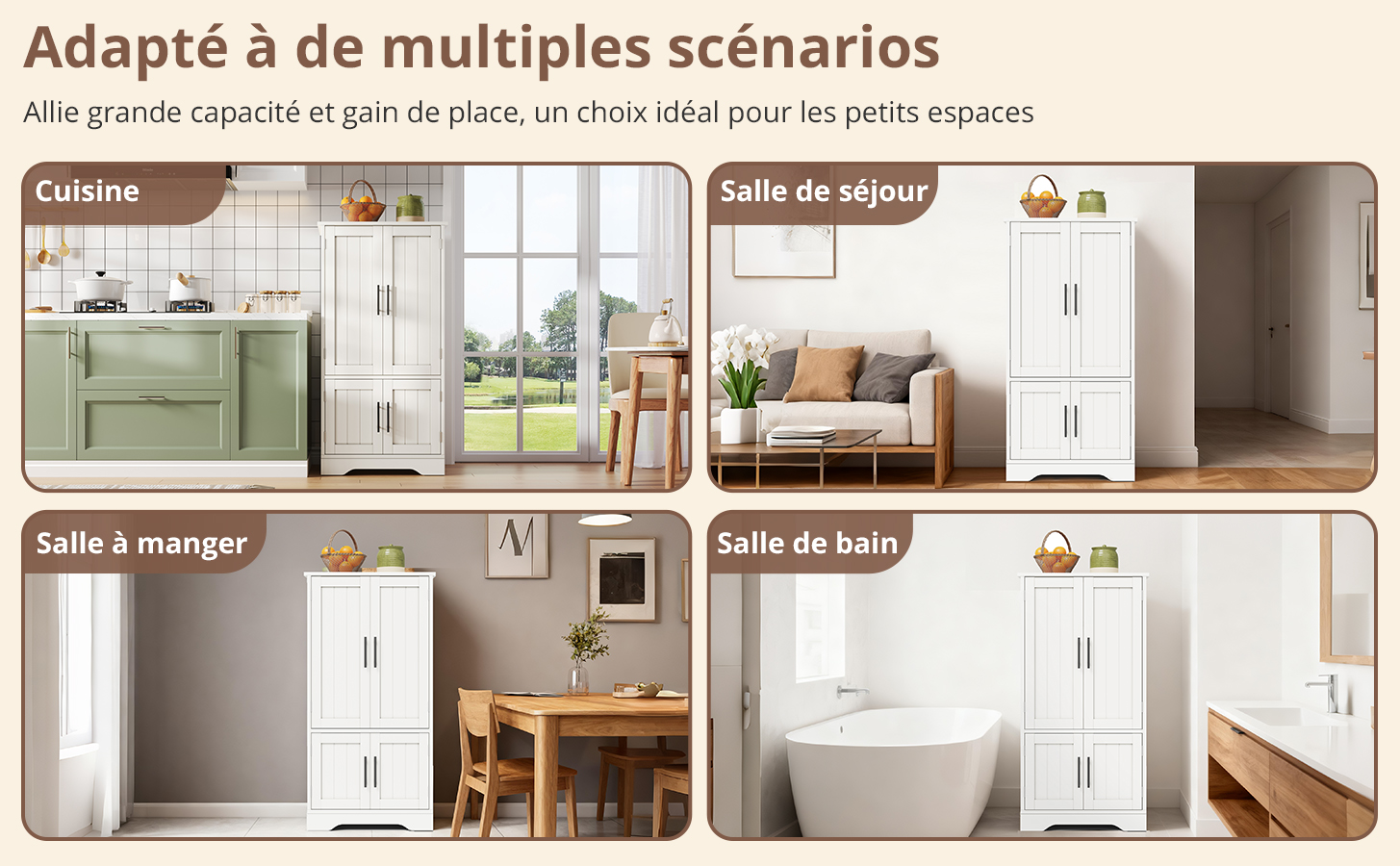 Armoire haute moderne minimaliste 120×60×40 cm, MDF haute qualité, portes à motif 3D ondulé, poignées métalliques, pour petite cuisine, salle à manger et salon, beaucoup de rangement, design épuré - image 70