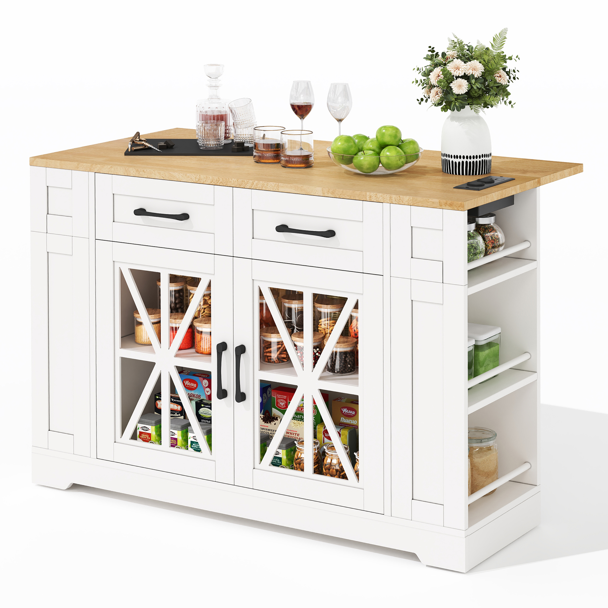 120cm tragbare Kücheninsel mit klappbarem Esstisch