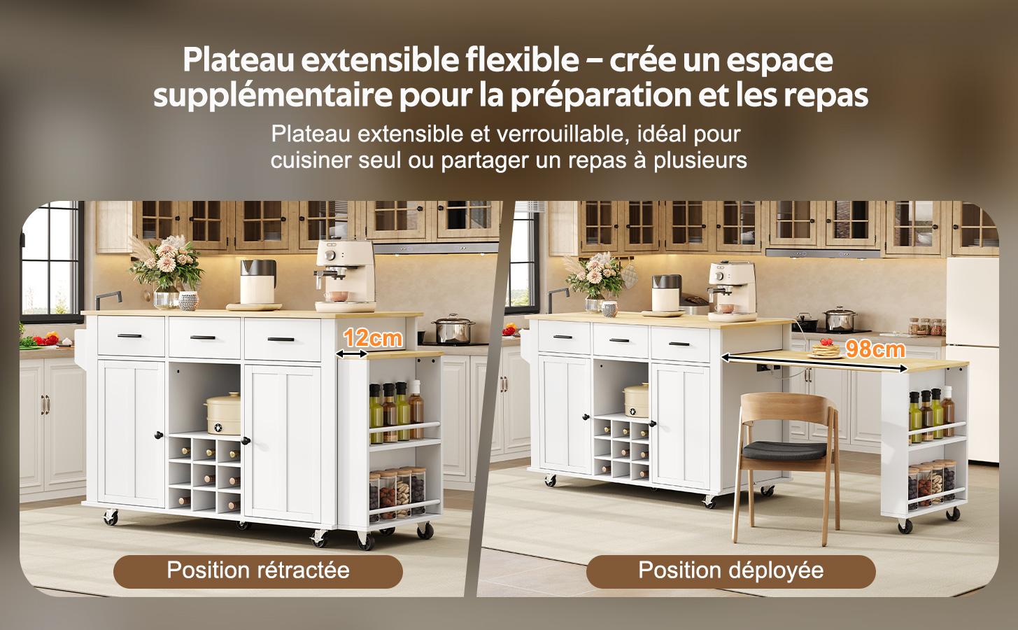 Détail du îlot de cuisine