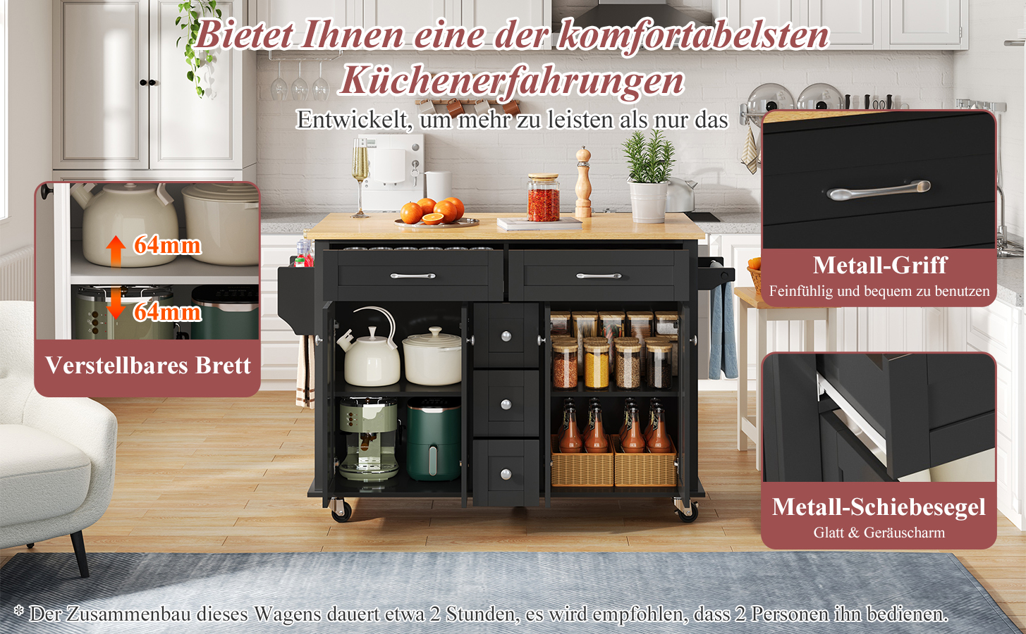 Chariot de cuisine multifonction avec plan de trav - image 11