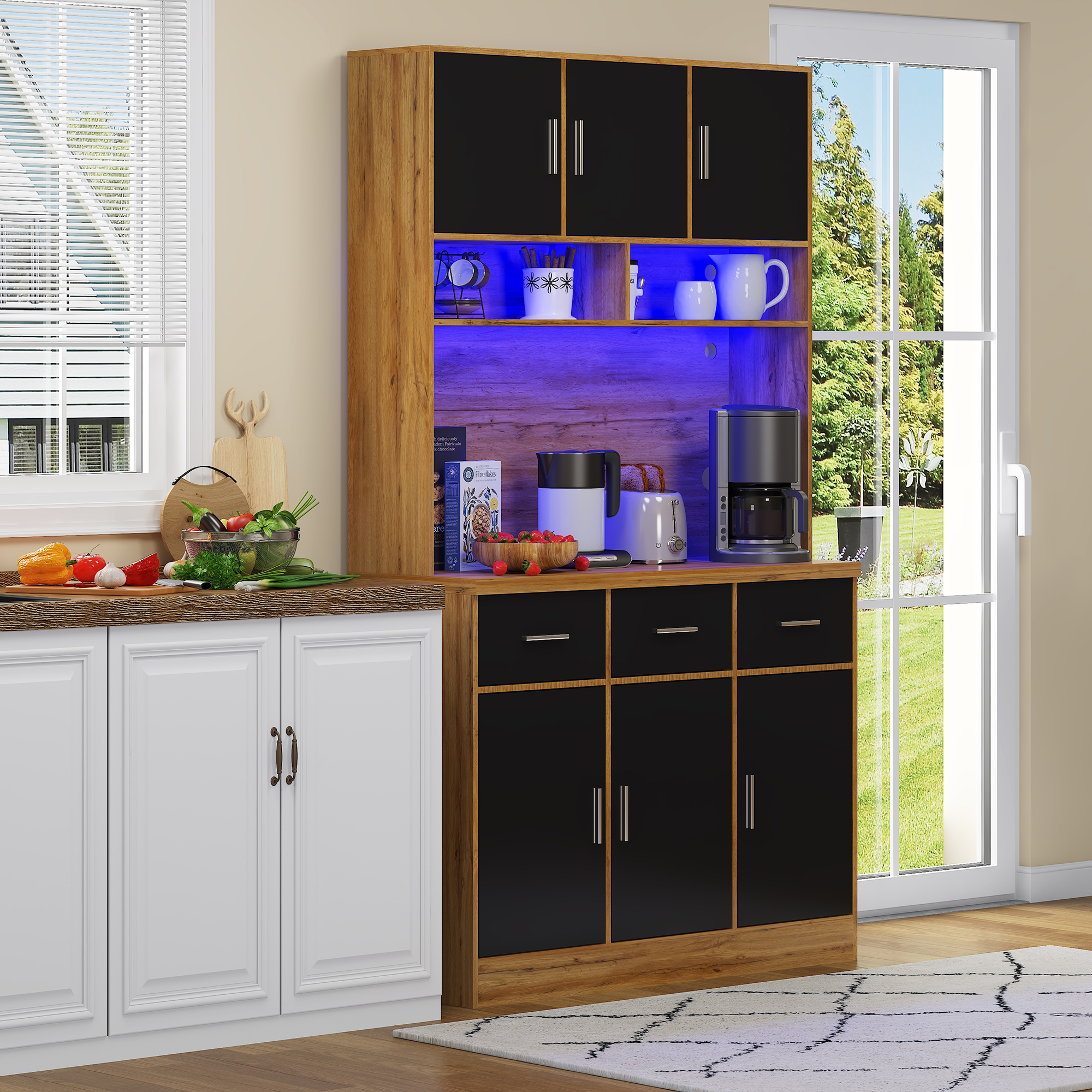 100x40x180cm, multifunktionales Buffet mit LED-Bel