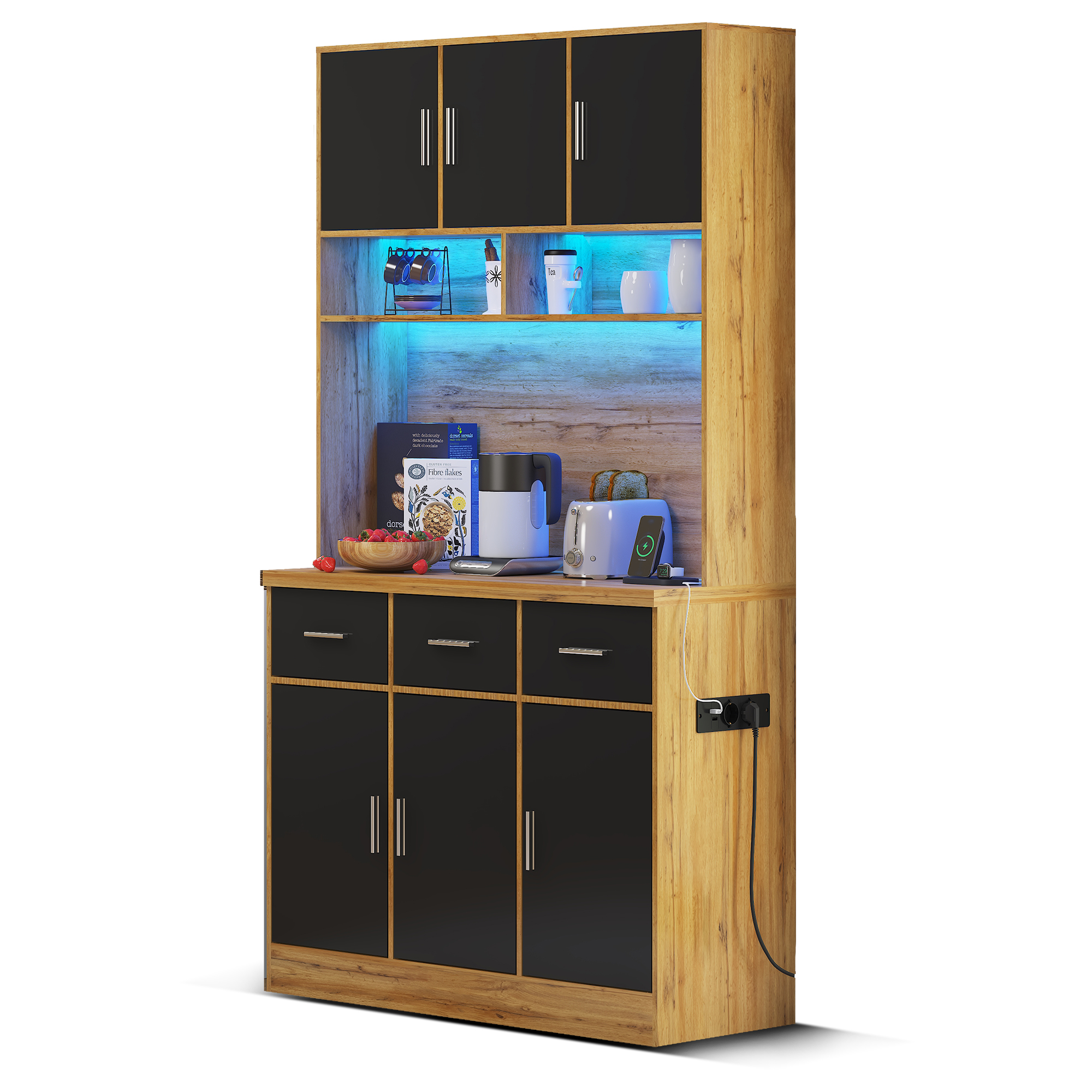 100x40x180cm, multifunktionales Buffet mit LED-Bel