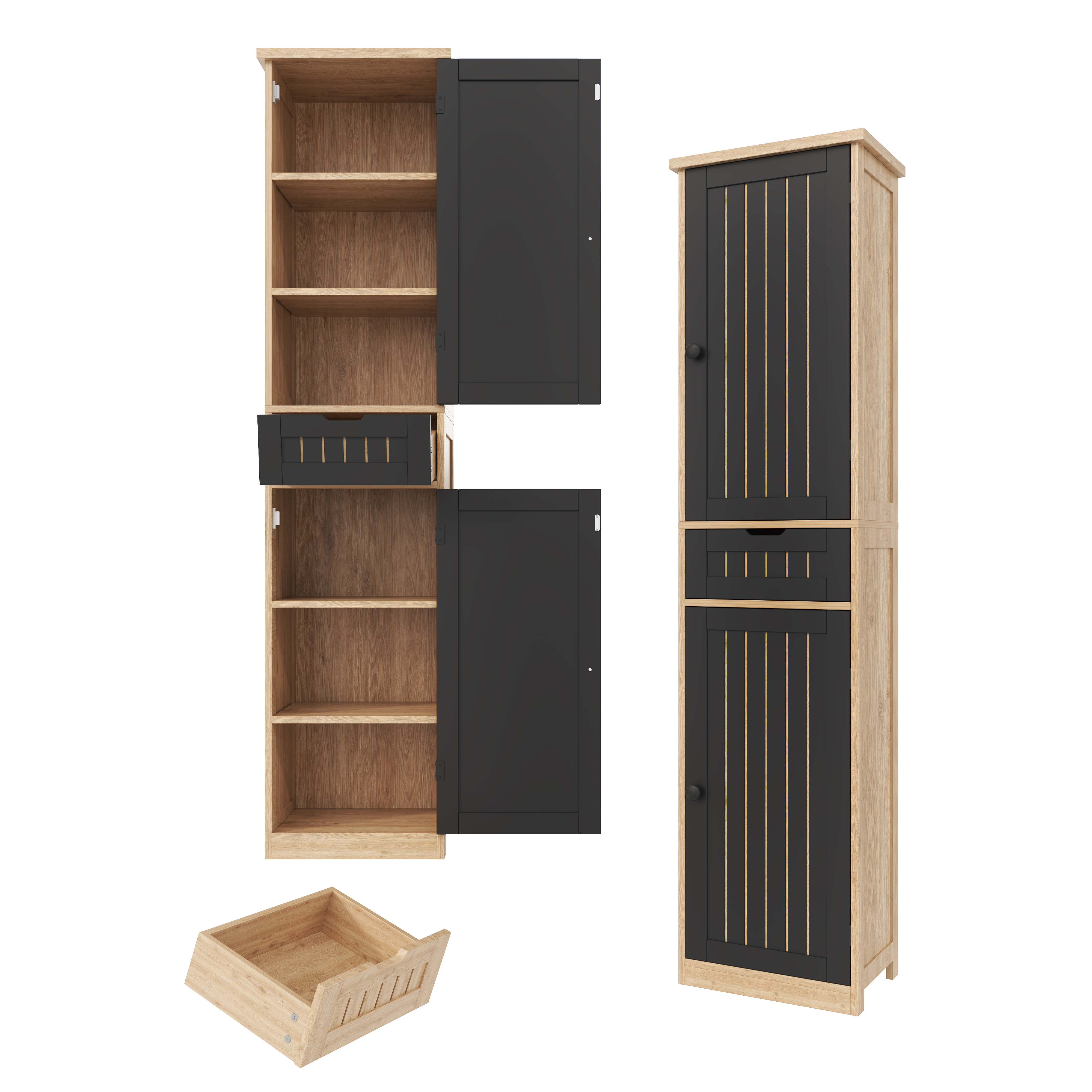 Küchenschrank, 170×40×30 cm, mit 2 Türen und 1 Sch