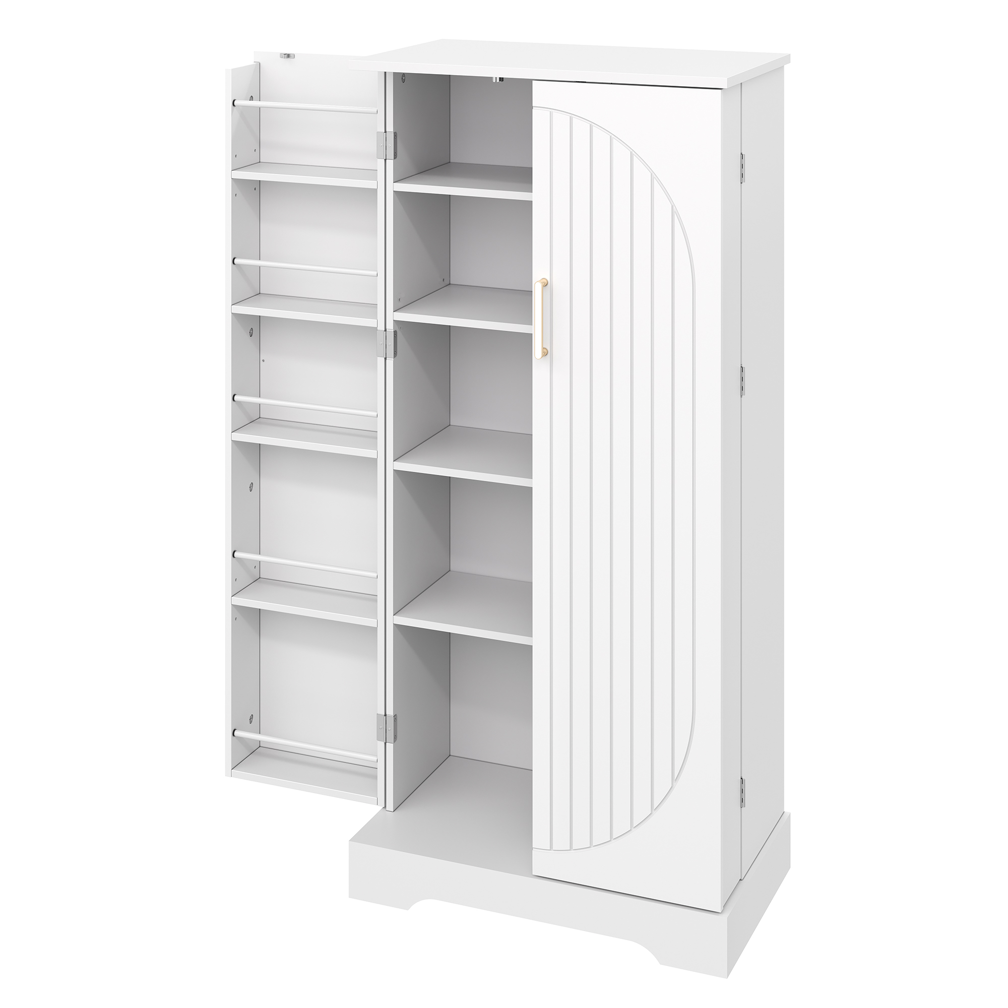 Armoire de cuisine compacte 60×35×128 cm avec LED capteur USB, 5 niveaux intérieurs, portes avec 10 étagères, pour petite cuisine, beaucoup de rangement, éclairage automatique, design moderne, stabilité, fonctionnalité, durabilité - image 22