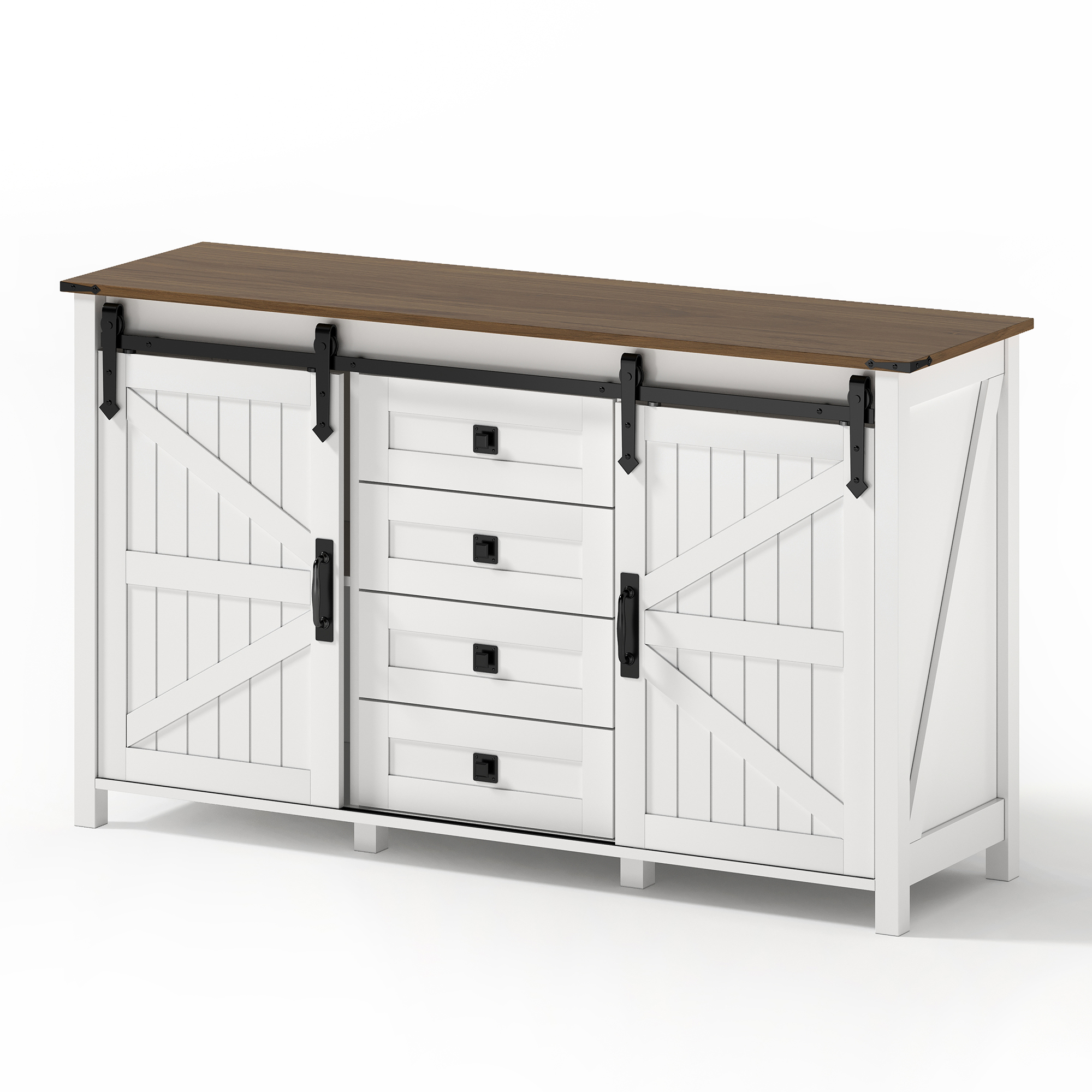 Buffet, rangement intégré, avec tiroirs, 137 x 40 x 81,5 cm, MDF, blanc - vue 5