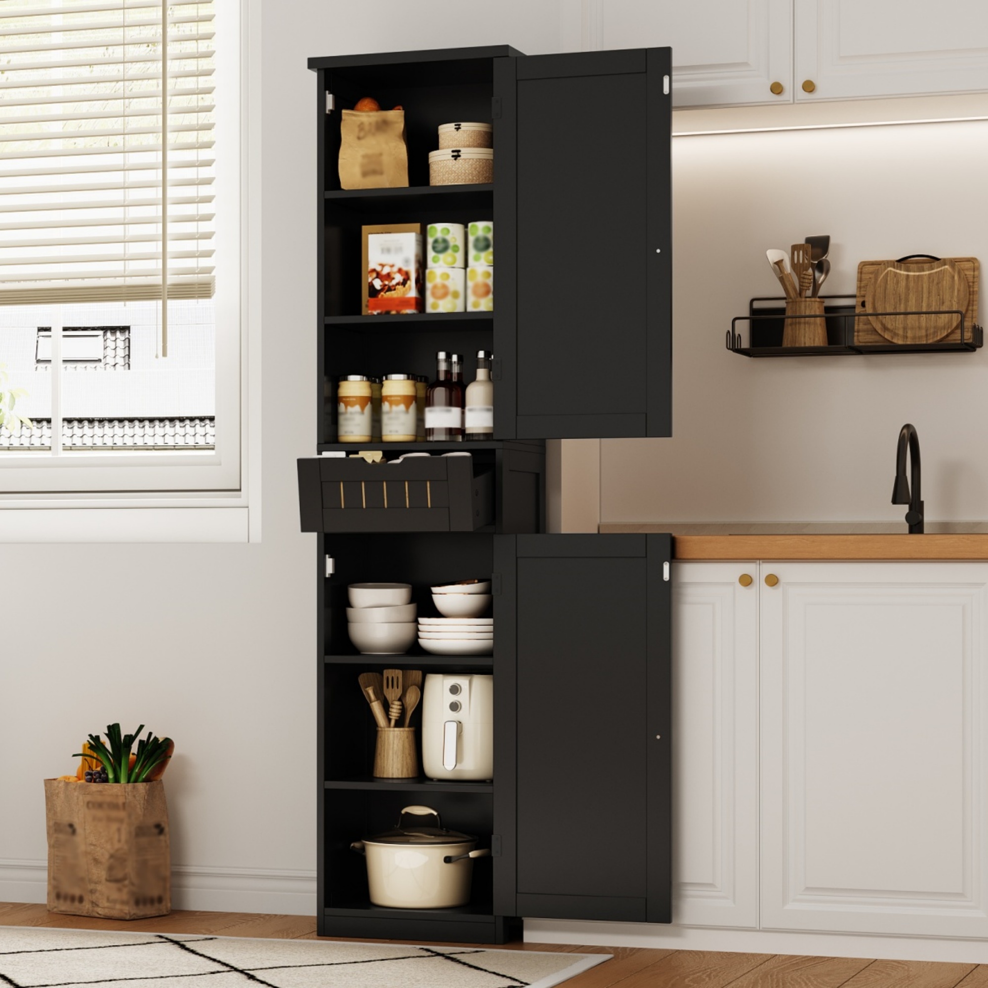 Küchenschrank, 170×40×30 cm, mit 2 Türen und 1 Sch