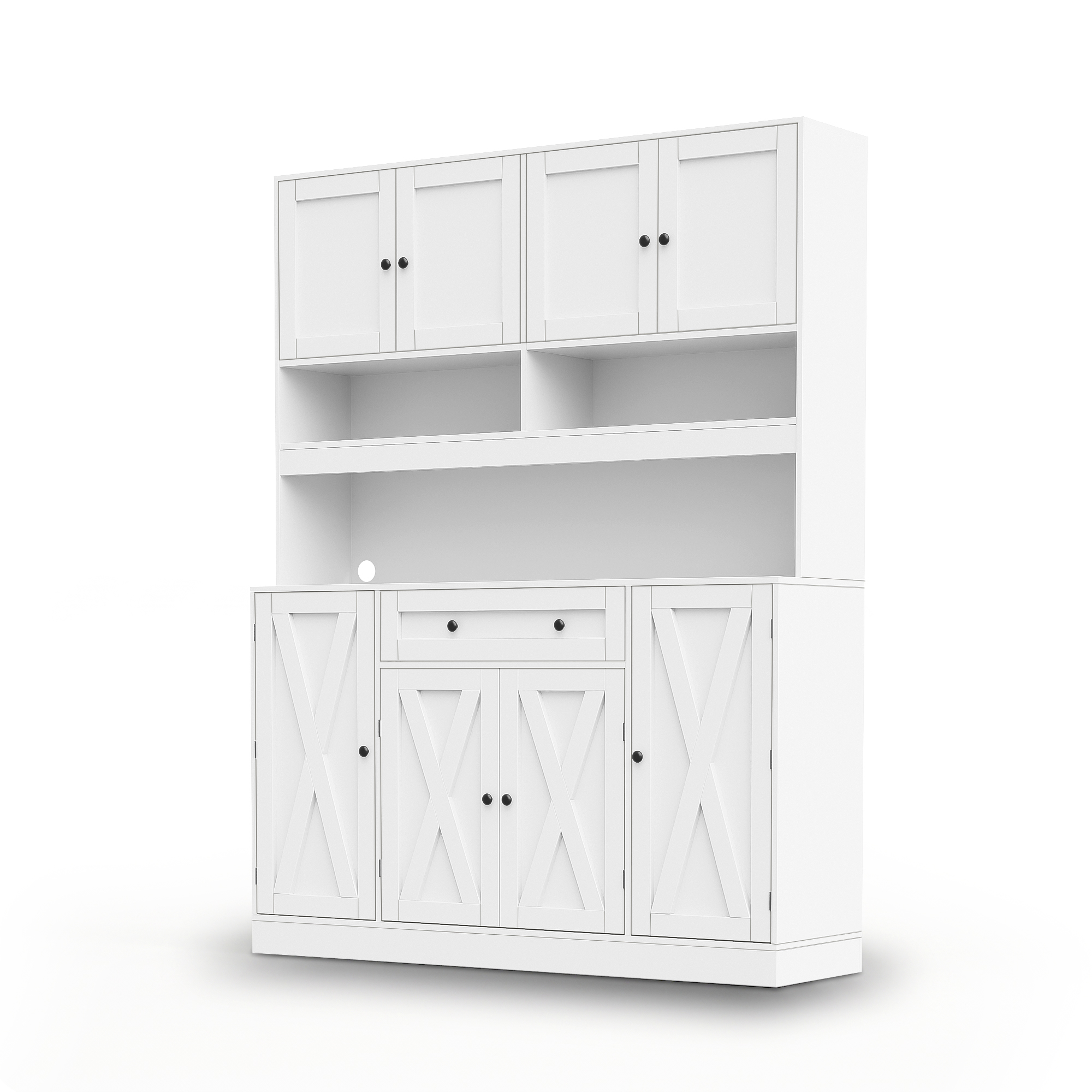 Buffet, avec tiroirs, étagères réglables, 140 x 40 x 185 cm, MDF, blanc - vue 3