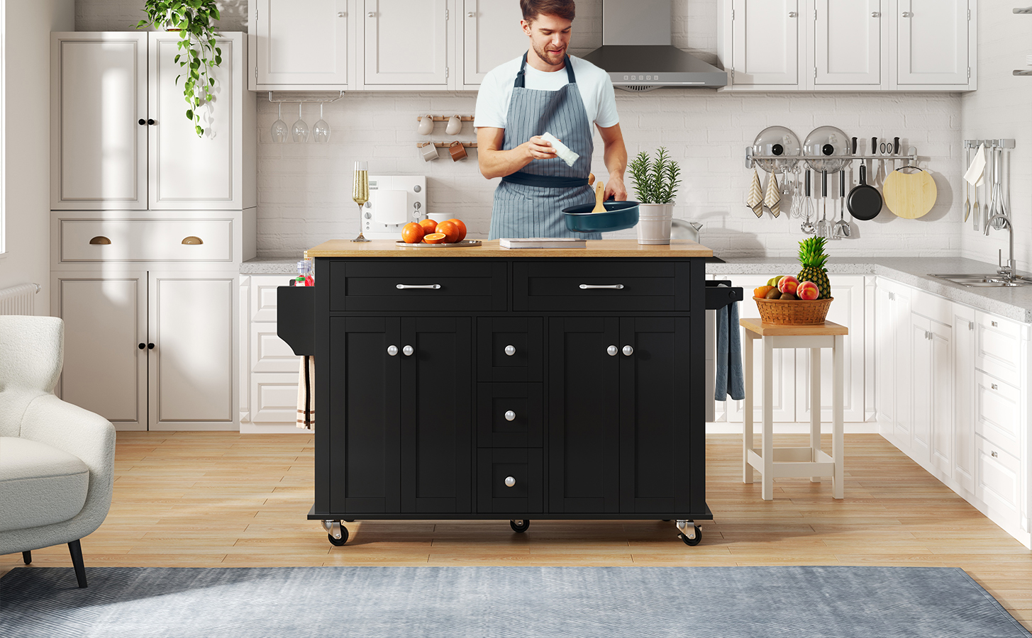 Îlot de cuisine plateau extensible robuste