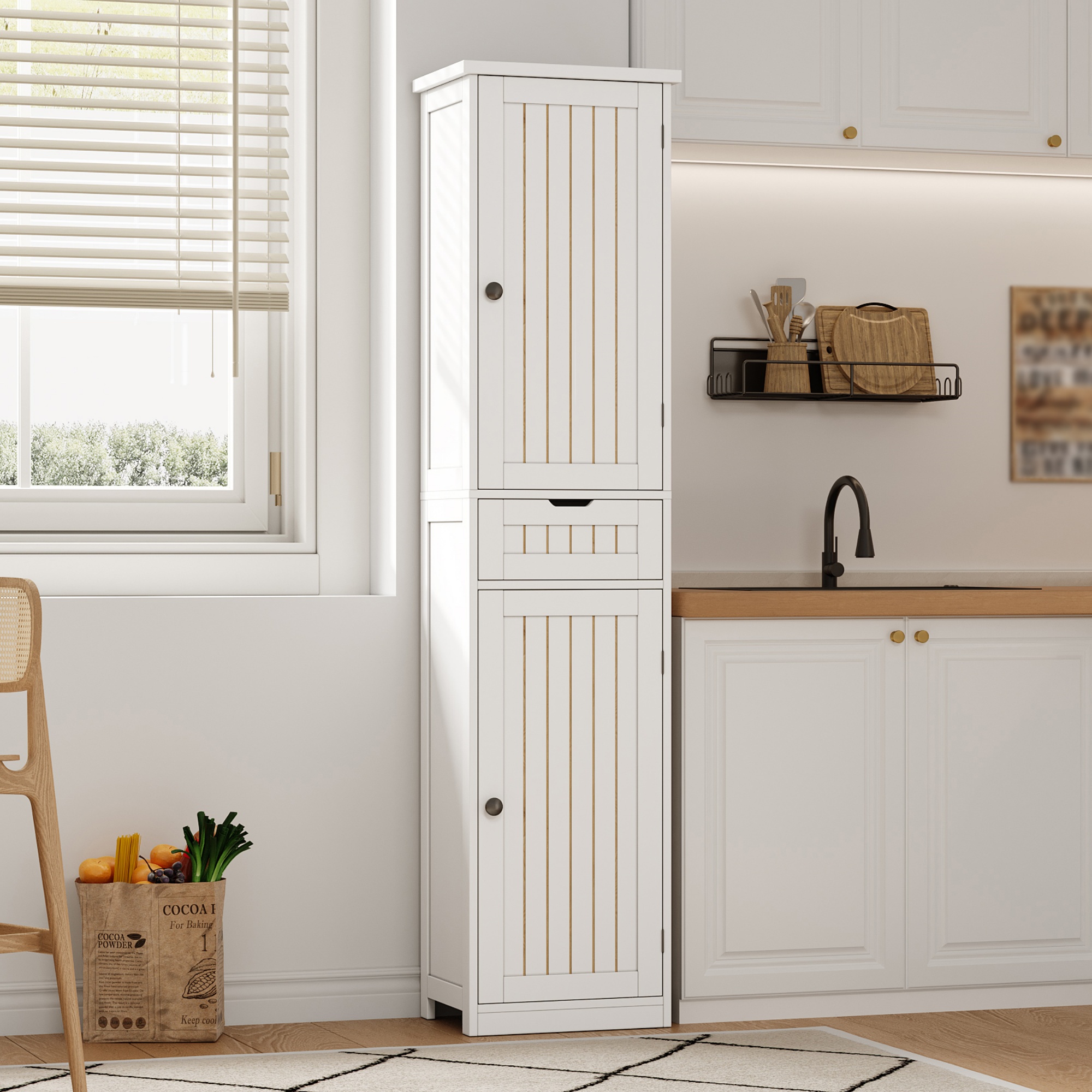 Küchenschrank, 170×40×30 cm, mit 2 Türen und 1 Sch