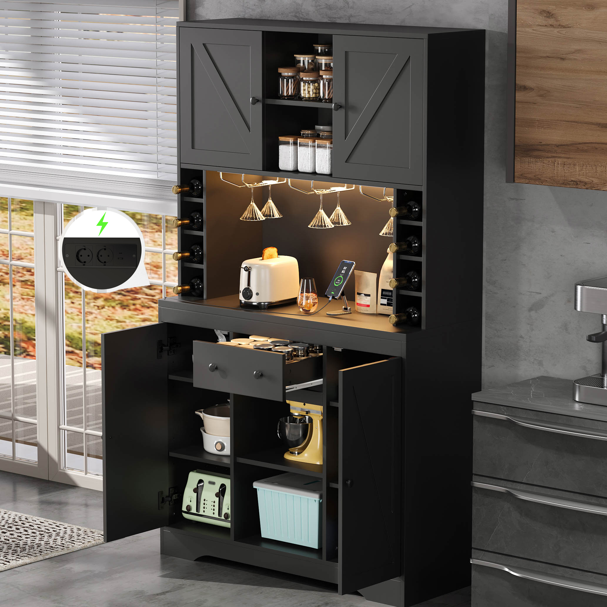 Küchenschrank, Hochschrank, Weinschrank mit verste