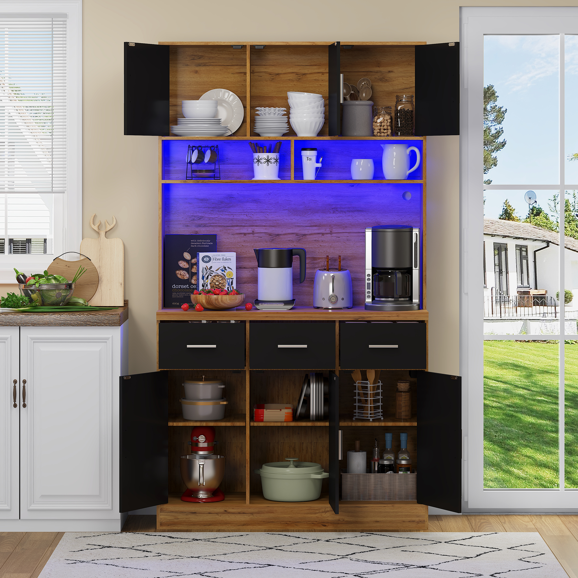 100x40x180cm, multifunktionales Buffet mit LED-Bel