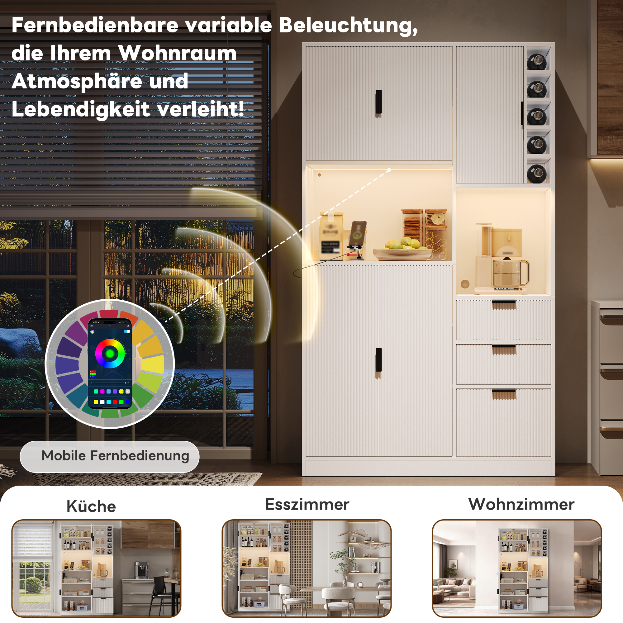 Küchenschrank, moderner hoher Aufbewahrungs- und W