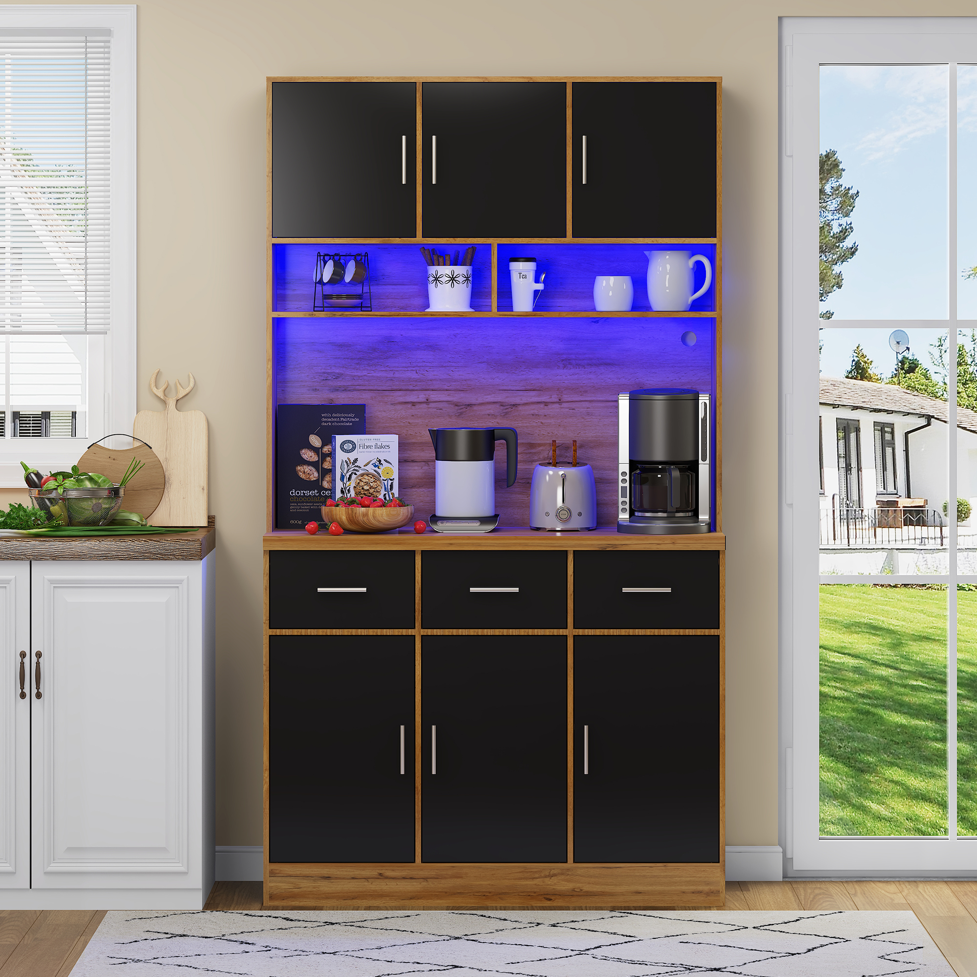 100x40x180cm, multifunktionales Buffet mit LED-Bel