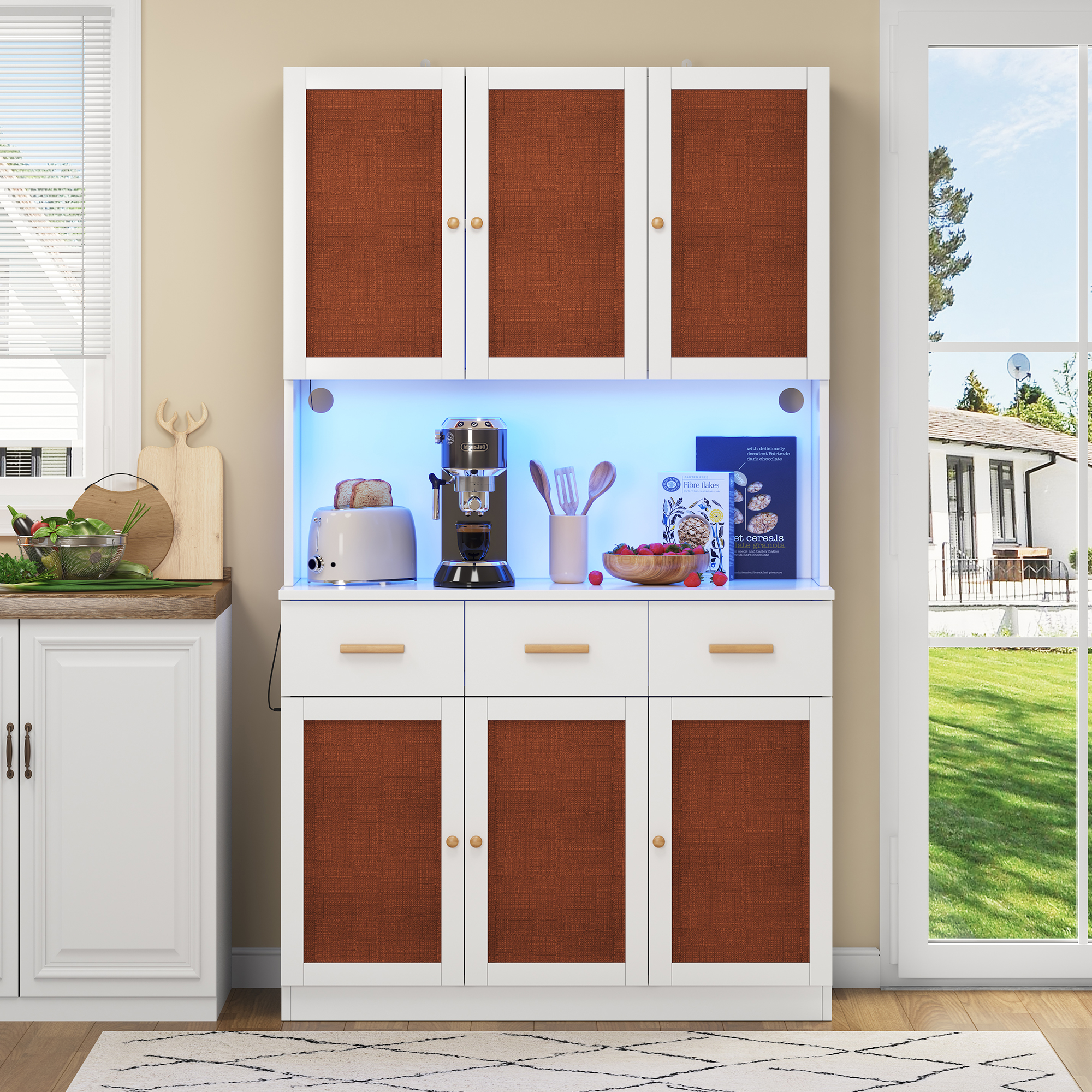 Küchen-Buffetschrank 182cm, Küchenhochschrank mit 