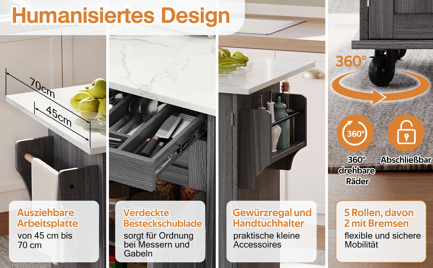 Details zu Rollen, Handtuchhalter und Gewürzregal
