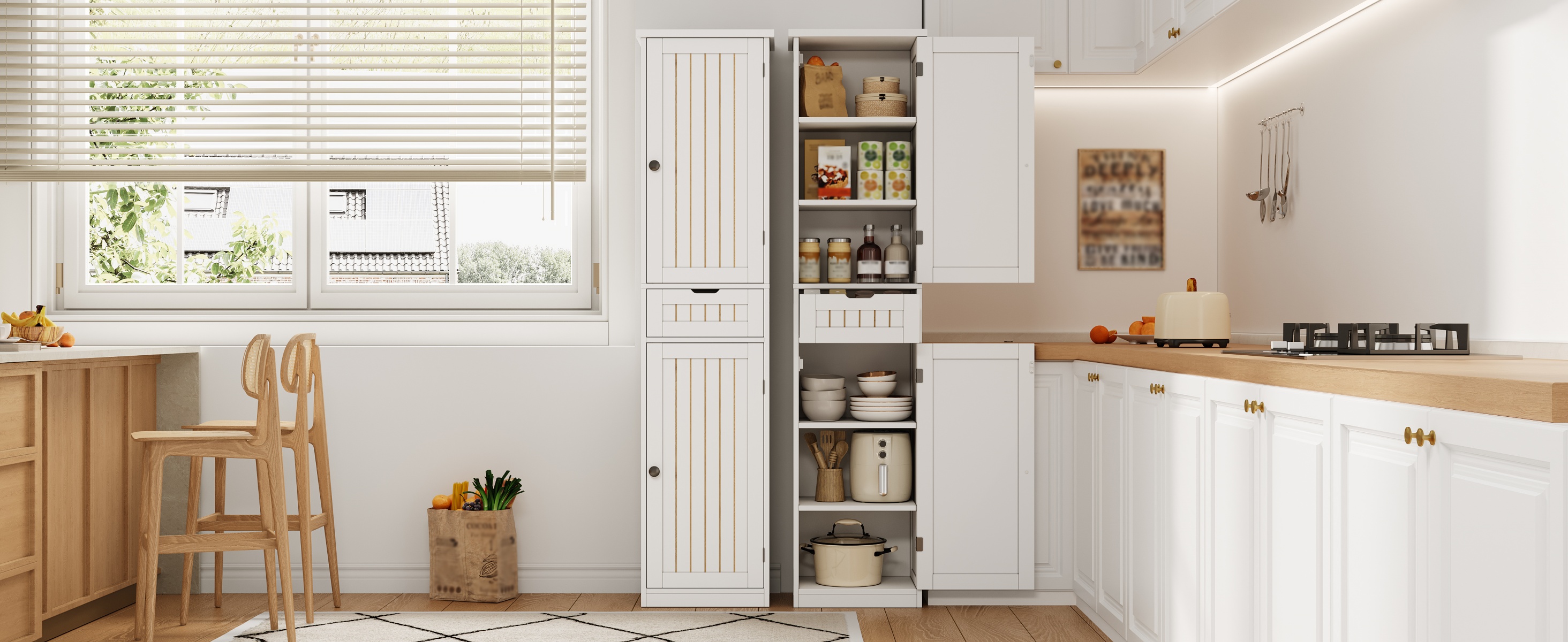 Küchenschrank, 170×40×30 cm, mit 2 Türen und 1 Sch