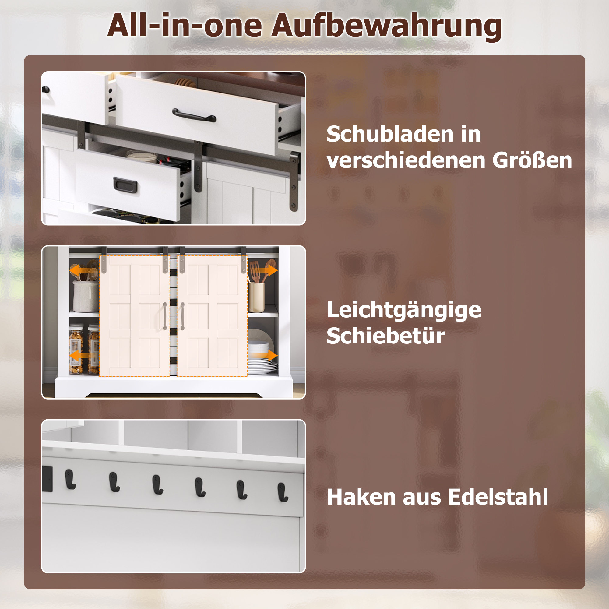 Küchenschrank, Buffetschrank, Sideboard mit Steckd