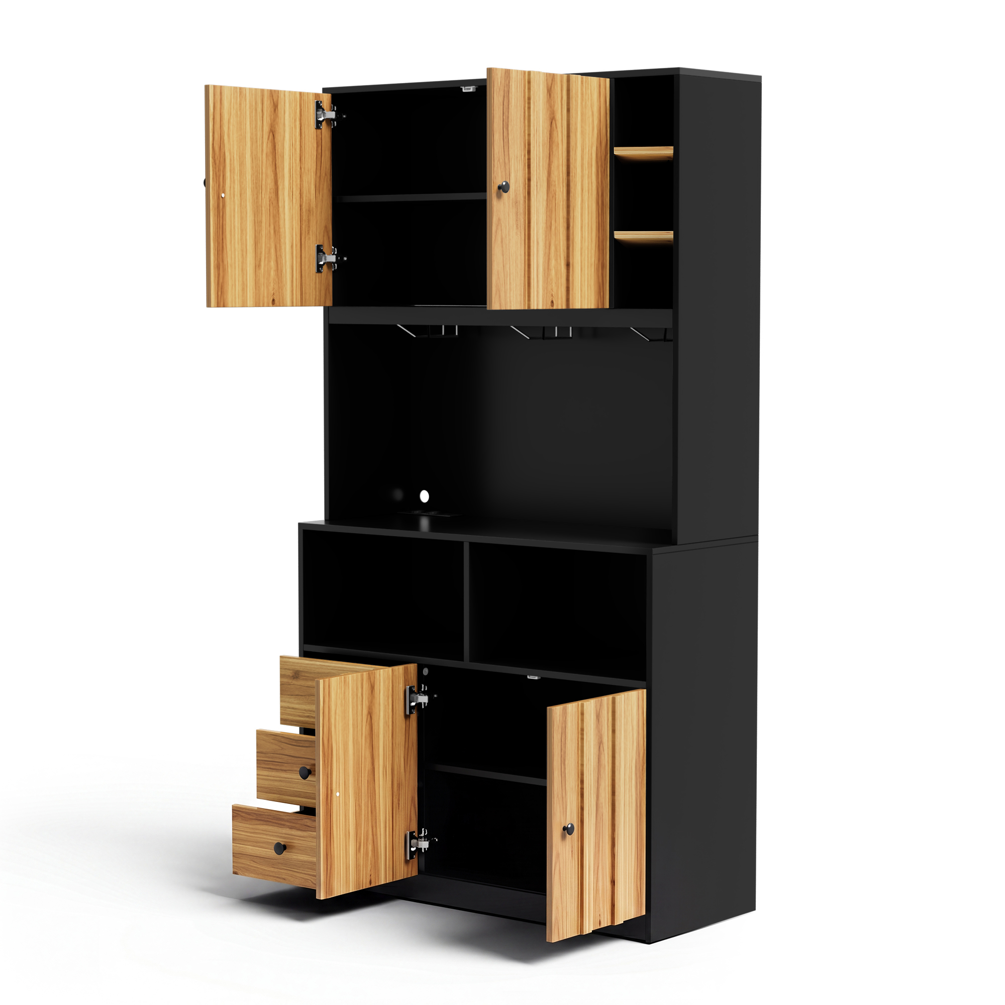 180 cm Küchenschrank, Hochschrank mit LED, Küchenr