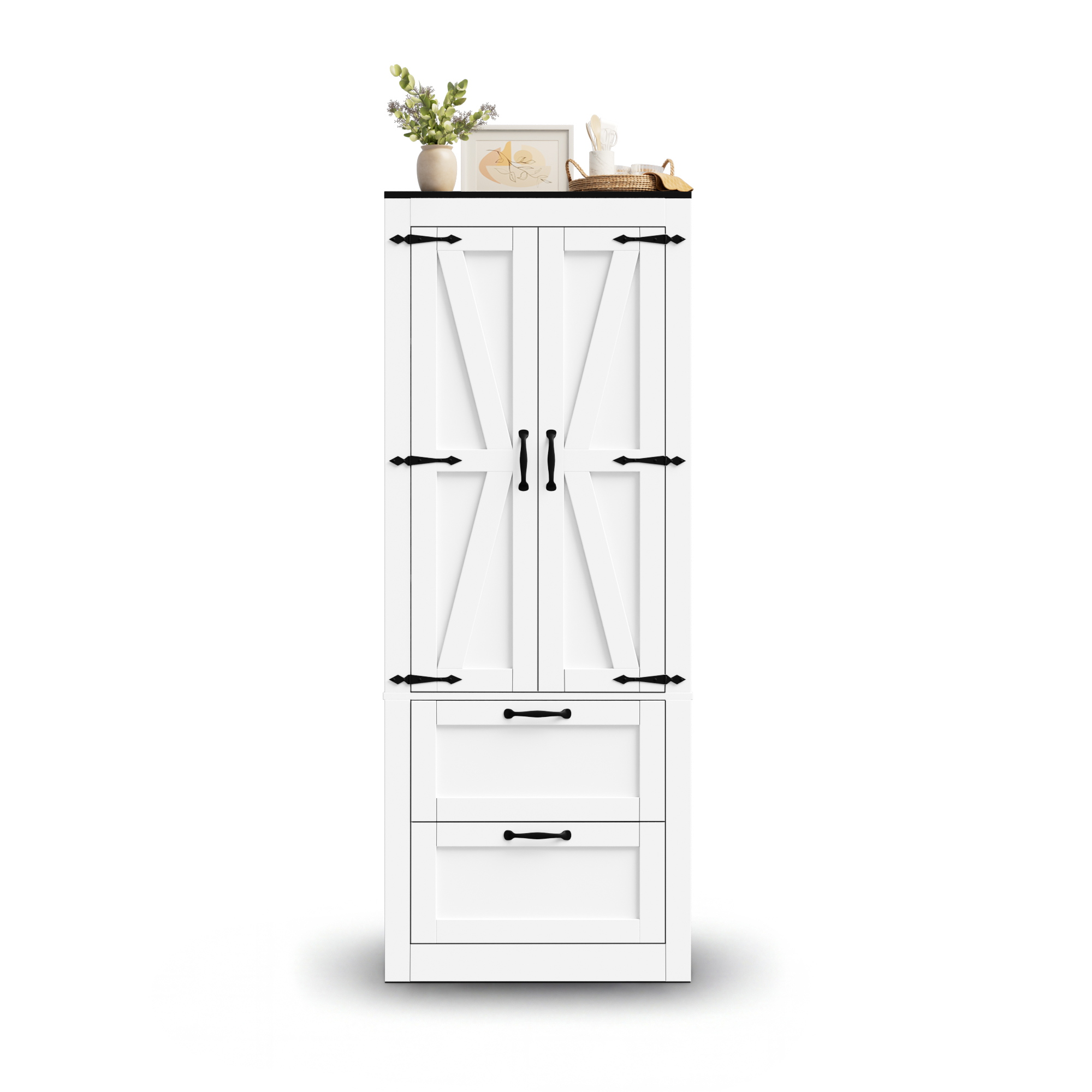 Buffet de rangement, avec tiroirs, étagères réglables, 60 x 30 x 168 cm, MDF, blanc - vue 3