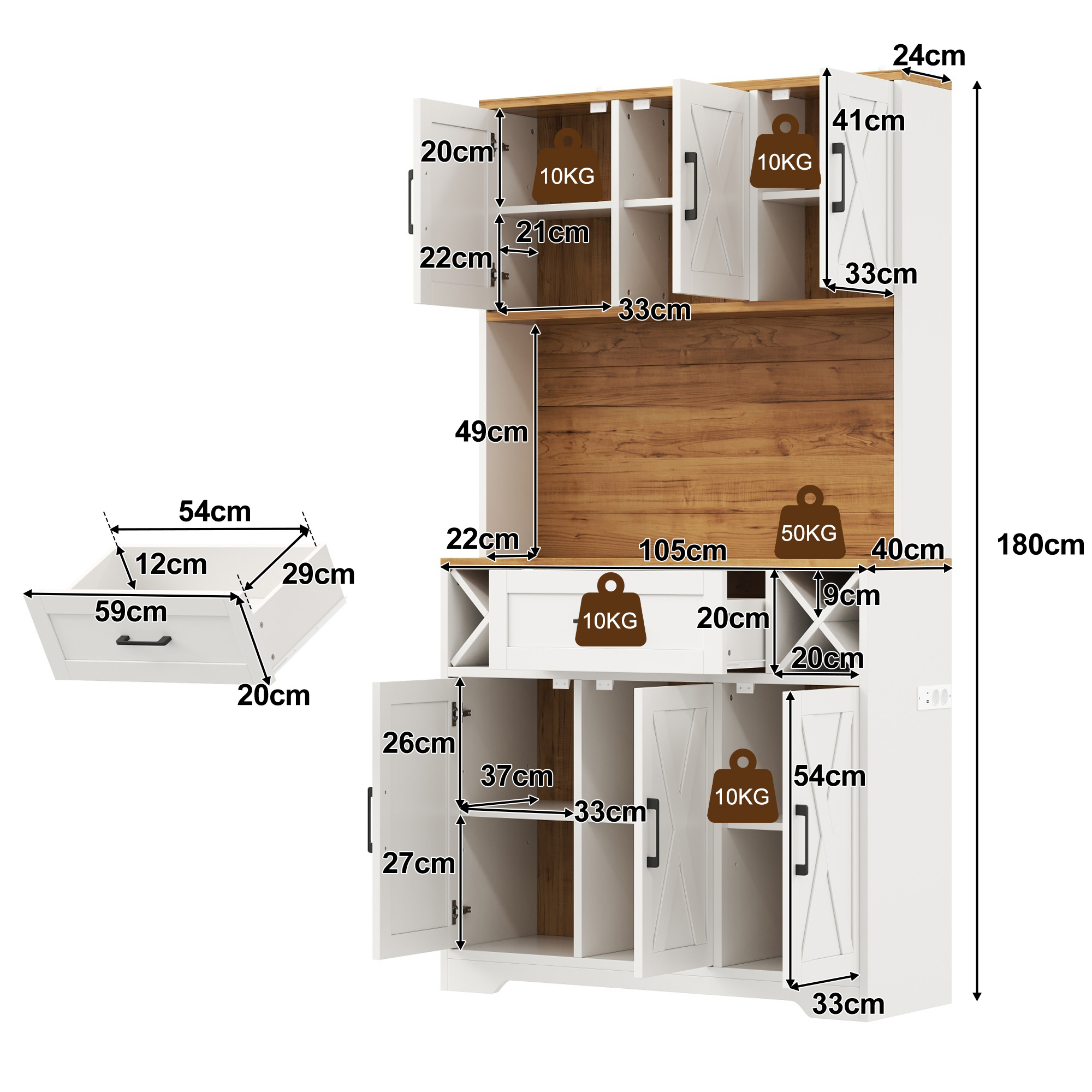 Dimensions du vitrine