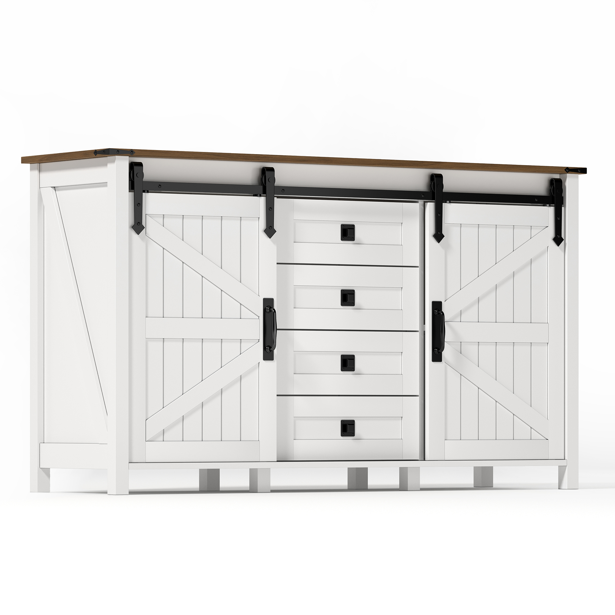Buffet, rangement intégré, avec tiroirs, 137 x 40 x 81,5 cm, MDF, blanc - vue 2