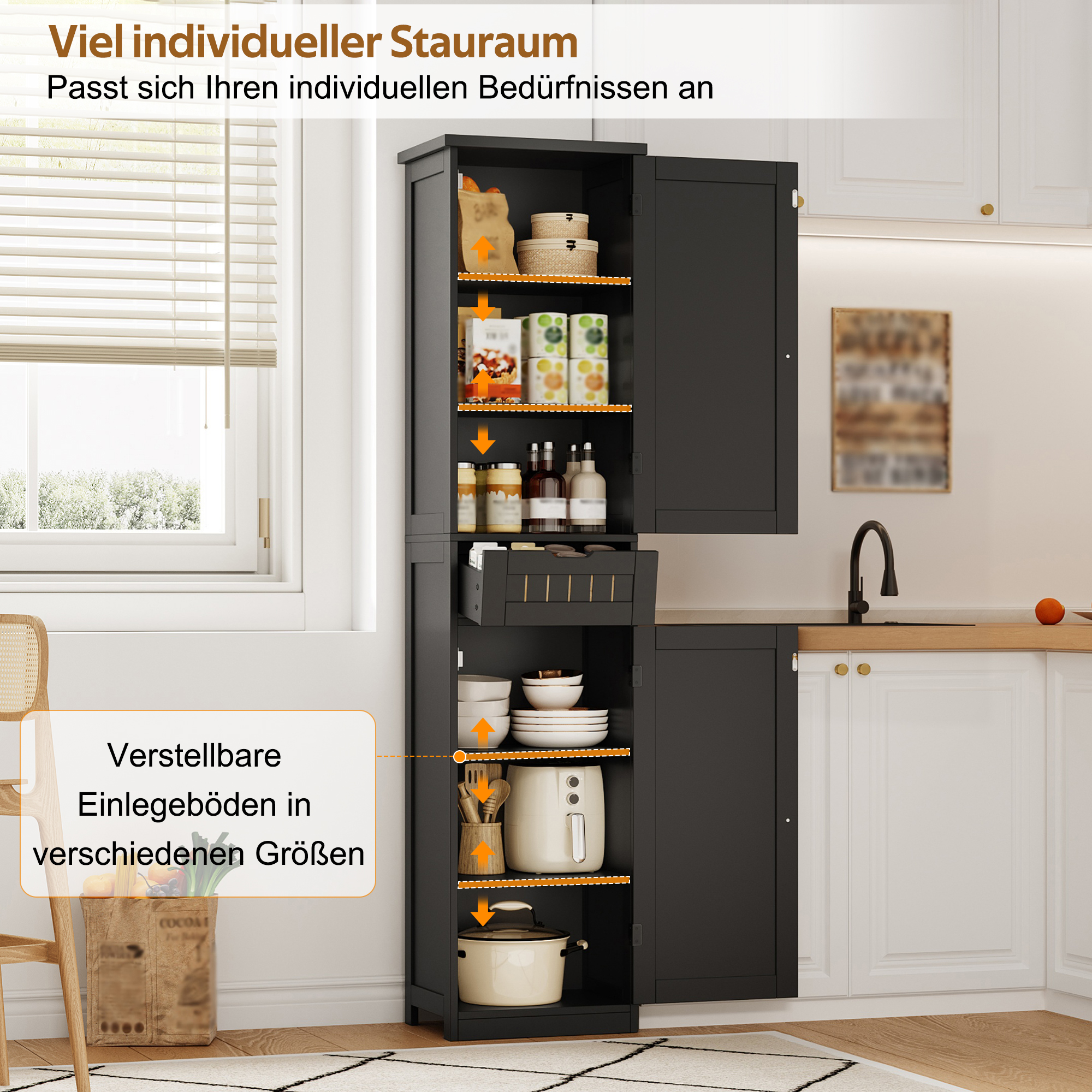 Küchenschrank, 170×40×30 cm, mit 2 Türen und 1 Sch