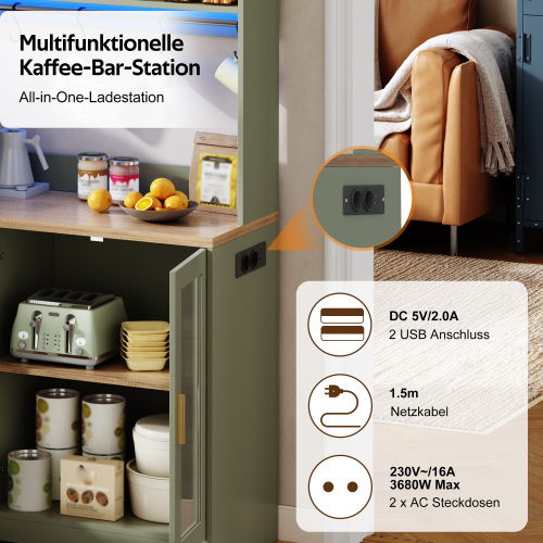 Meuble de cuisine avec prises secteur et ports USB
