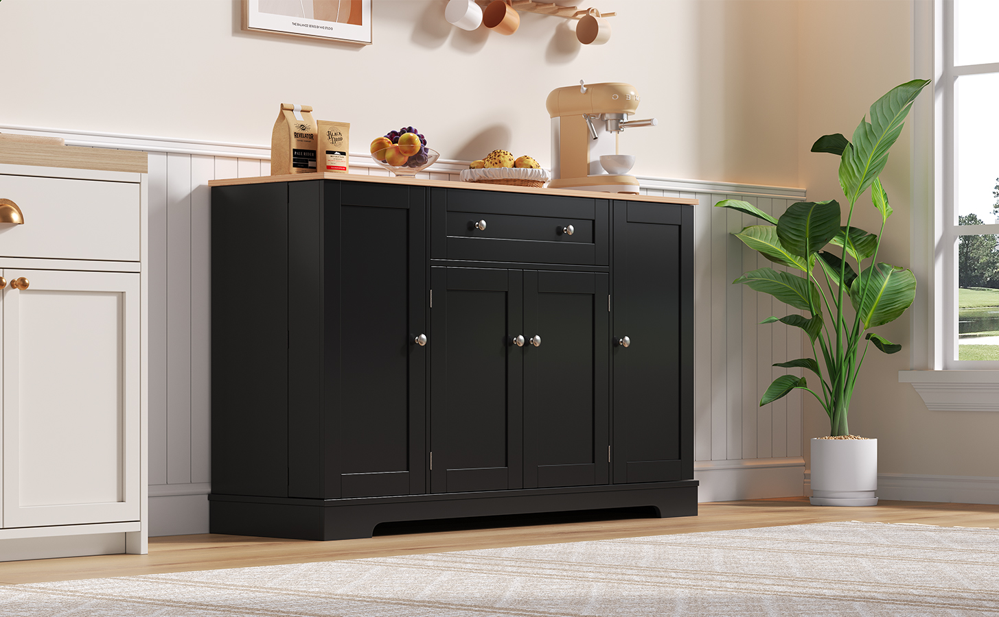 Buffet de cuisine 138cm rangement polyvalent