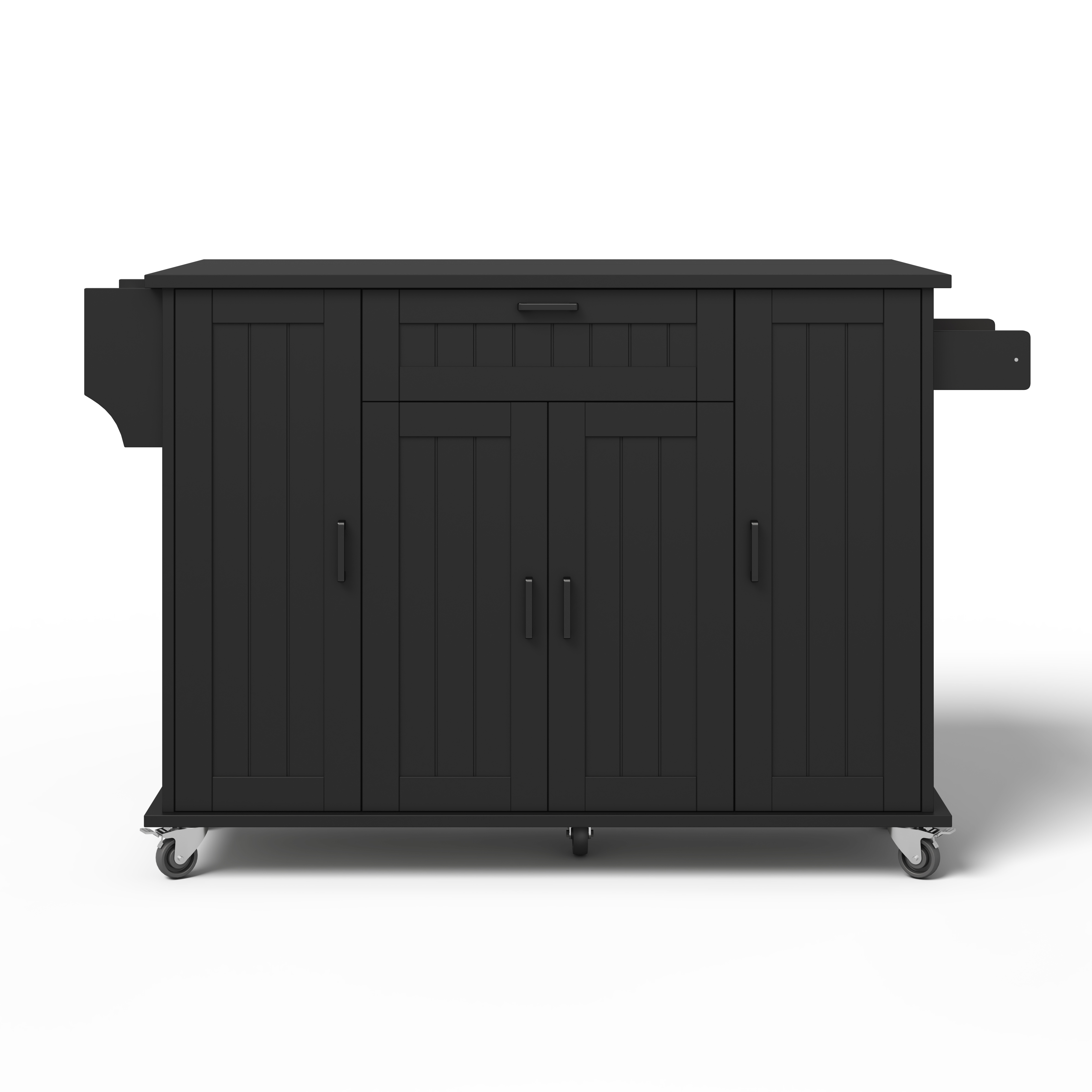 Îlot de cuisine, pliable, mobile sur roulettes, avec tiroirs, 120 x 70 x 95 cm, MDF, noir - vue 2