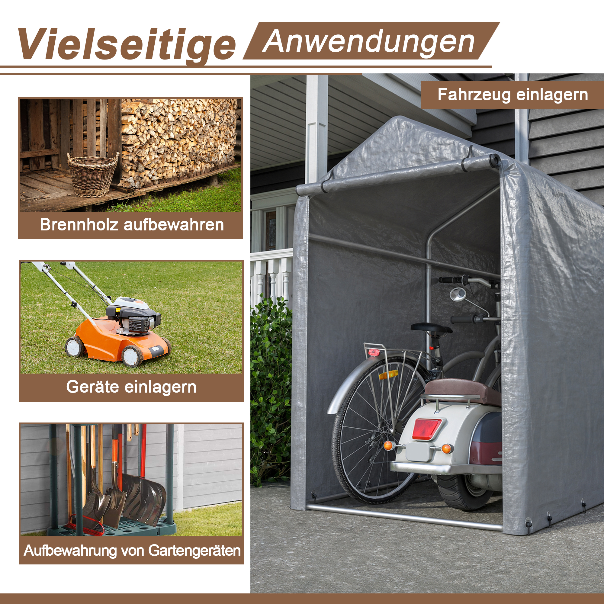 Abri de stockage extérieur pliable vue générale