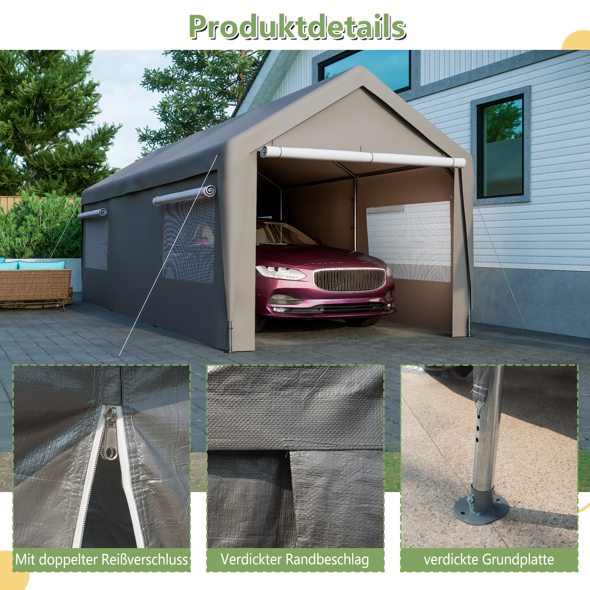 Tente‑abri véhicule 3×6 m vue générale