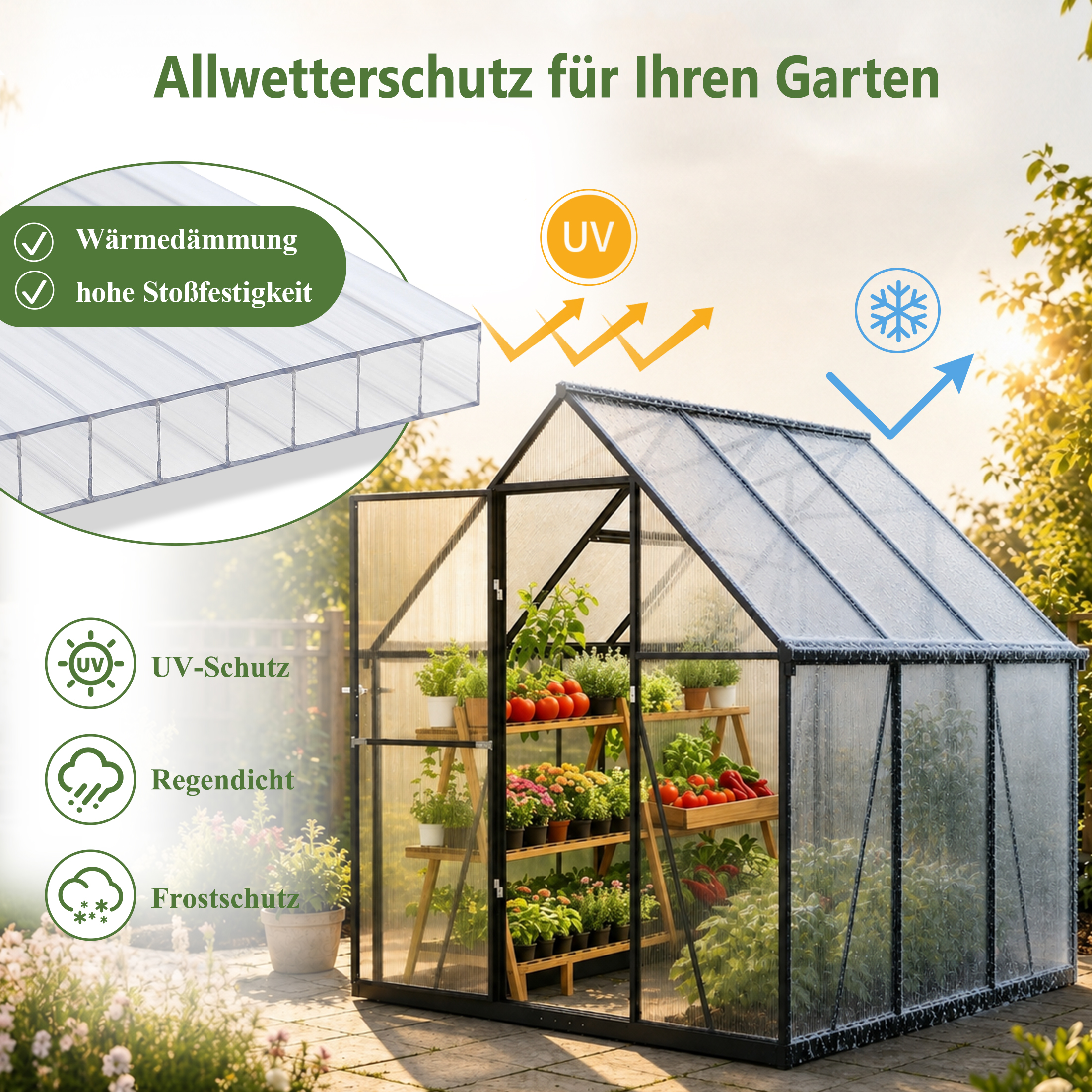 Serre de jardin aluminium polycarbonate vue générale