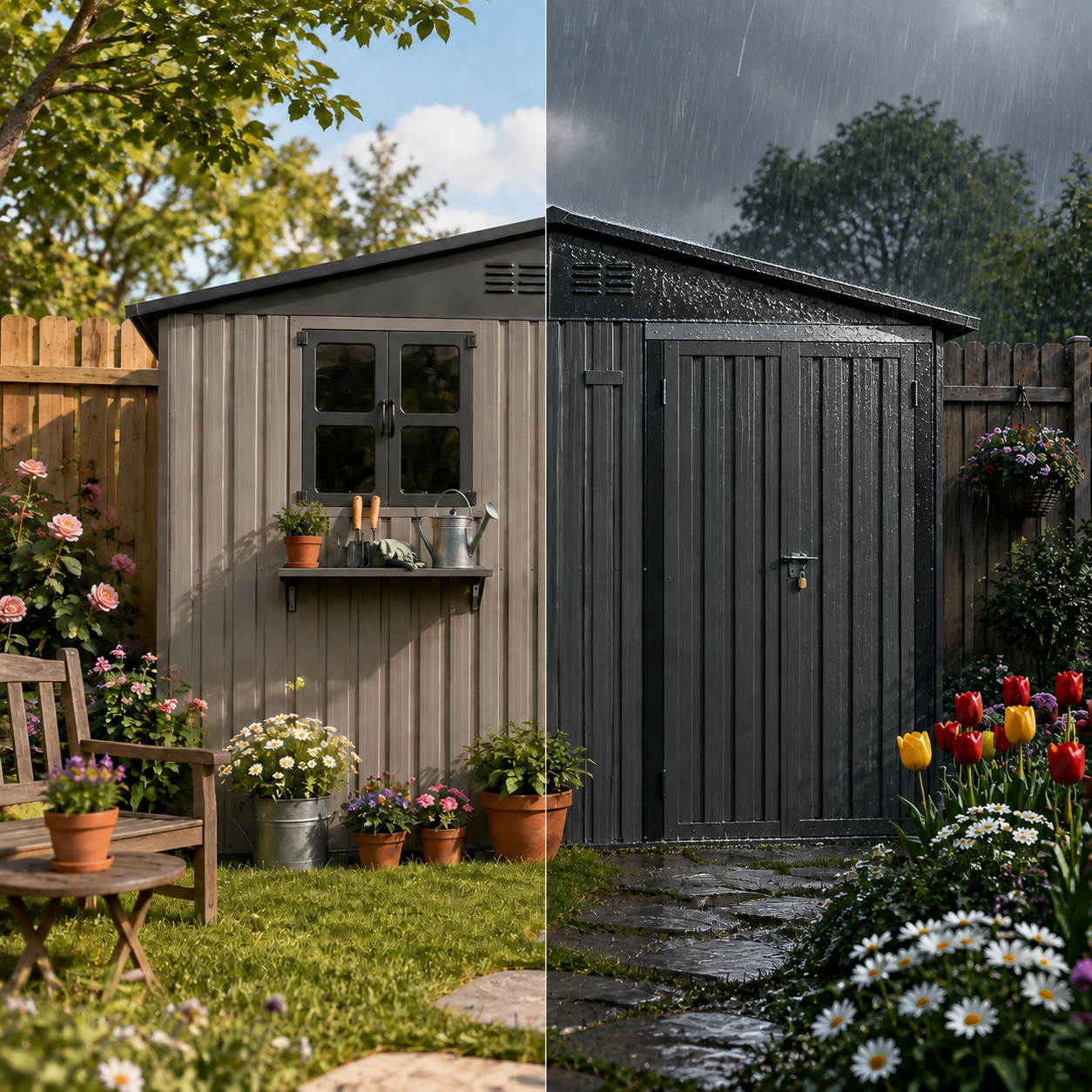 Double‑portes et deux fenêtres ouvrantes, lumière naturelle et ventilation