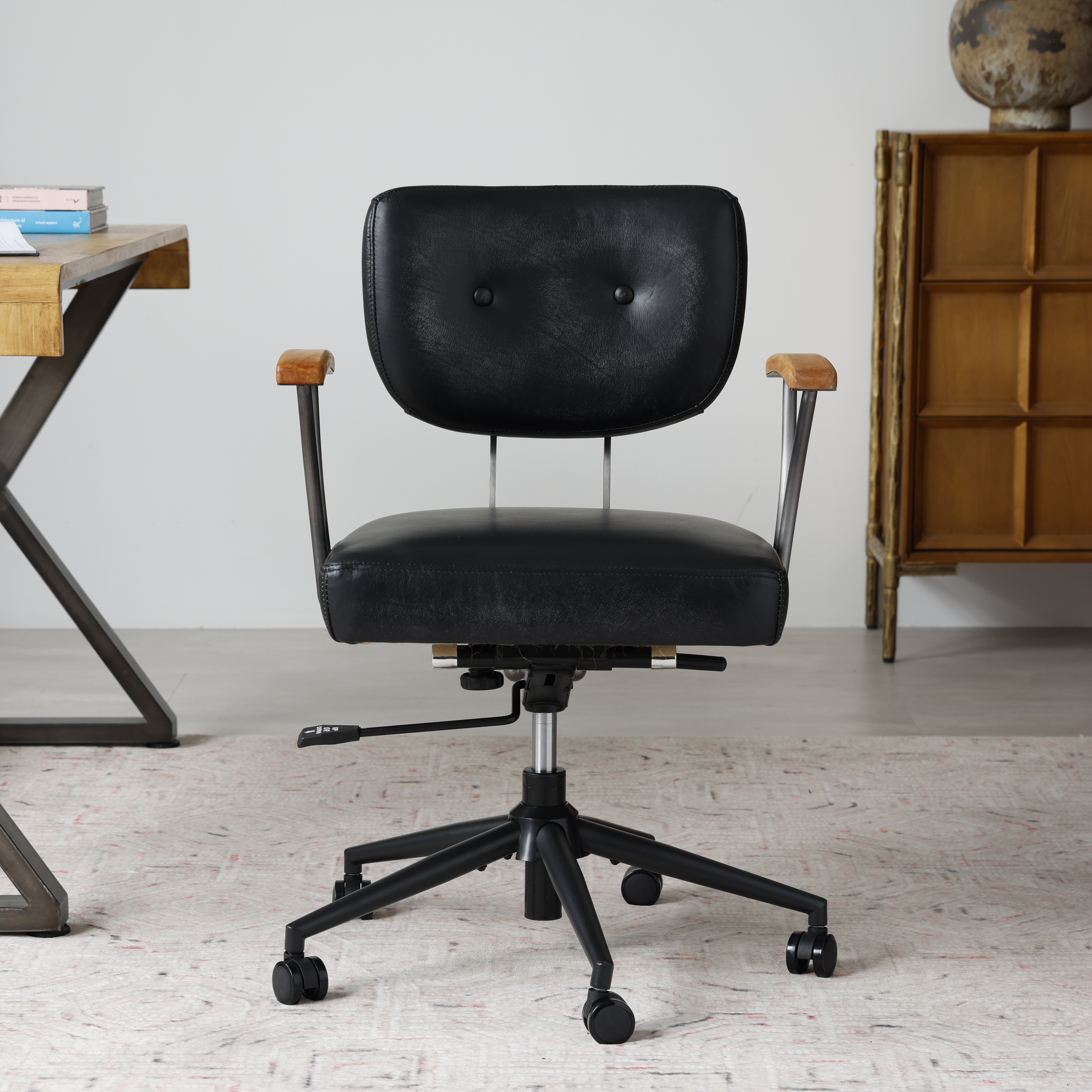 fauteuil de bureau garnissage cuir véritable haut‑de‑gamme